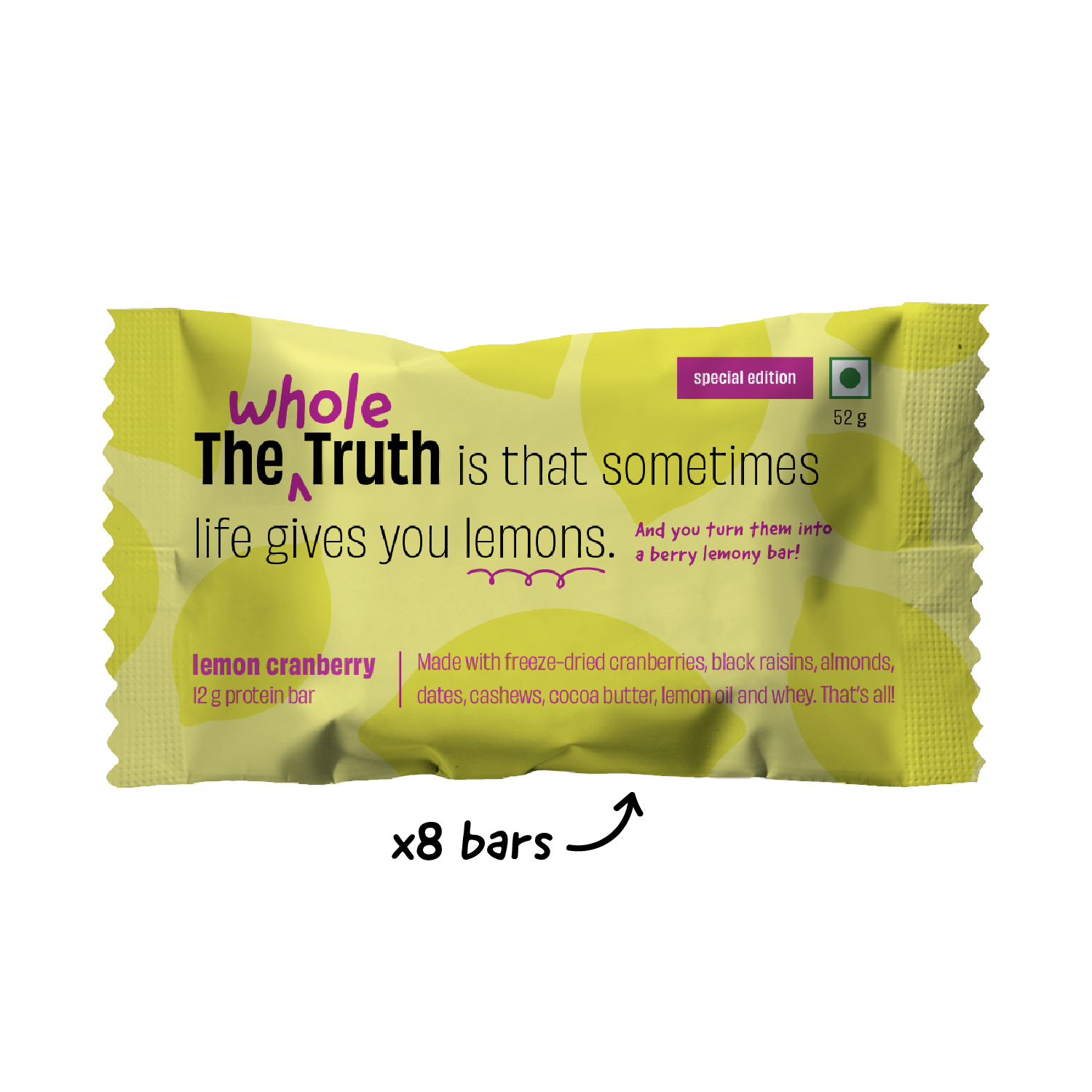 Lemon Cranberry Protein Bars - Box of 8