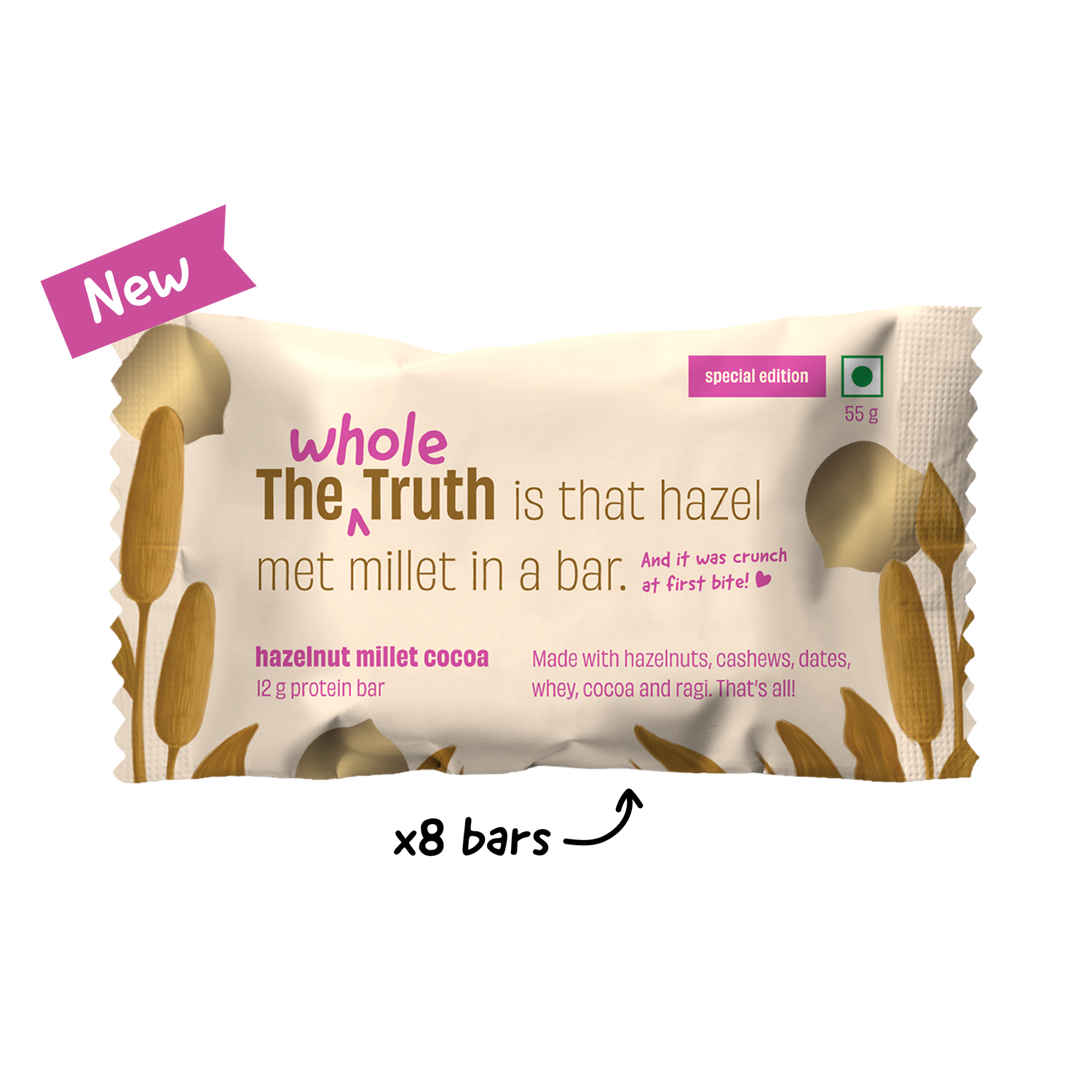 Hazelnut Millet Protein Bars - Box of 8