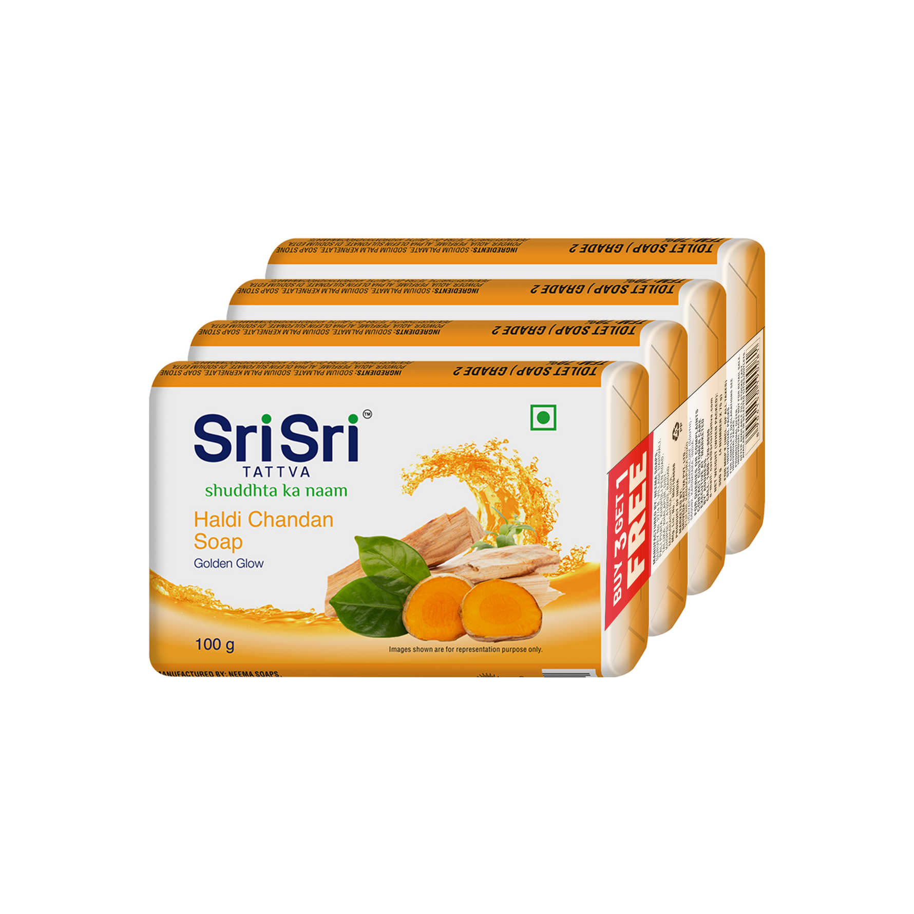 Haldi Chandan Soap | For A Golden Glow | Buy 3 Get 1 Free | 100 g Each