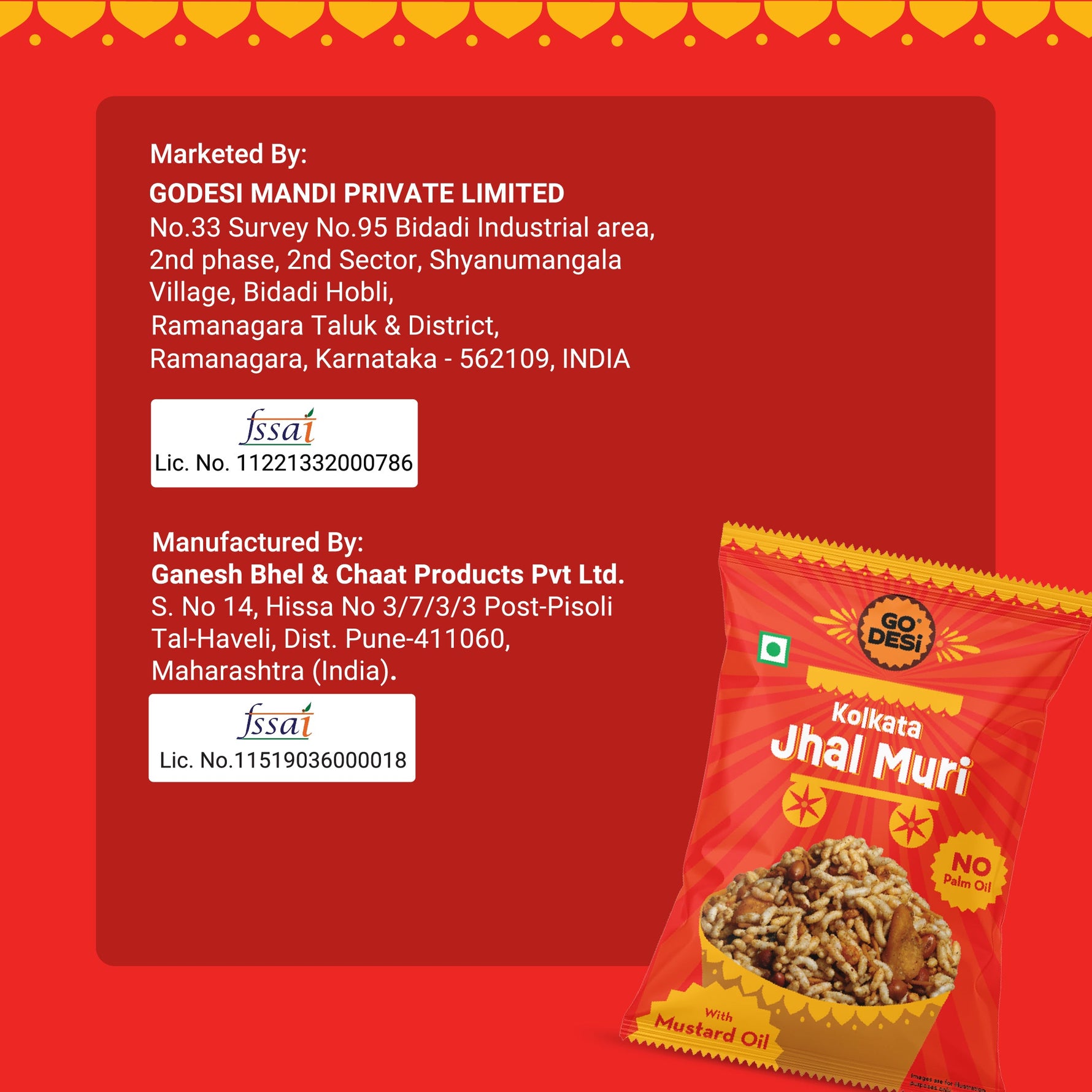 GO DESi - Kolkata Jhalmuri, Bombay Bhel & Garlic Masala Murmura | Pack of 3 | No Palm Oil