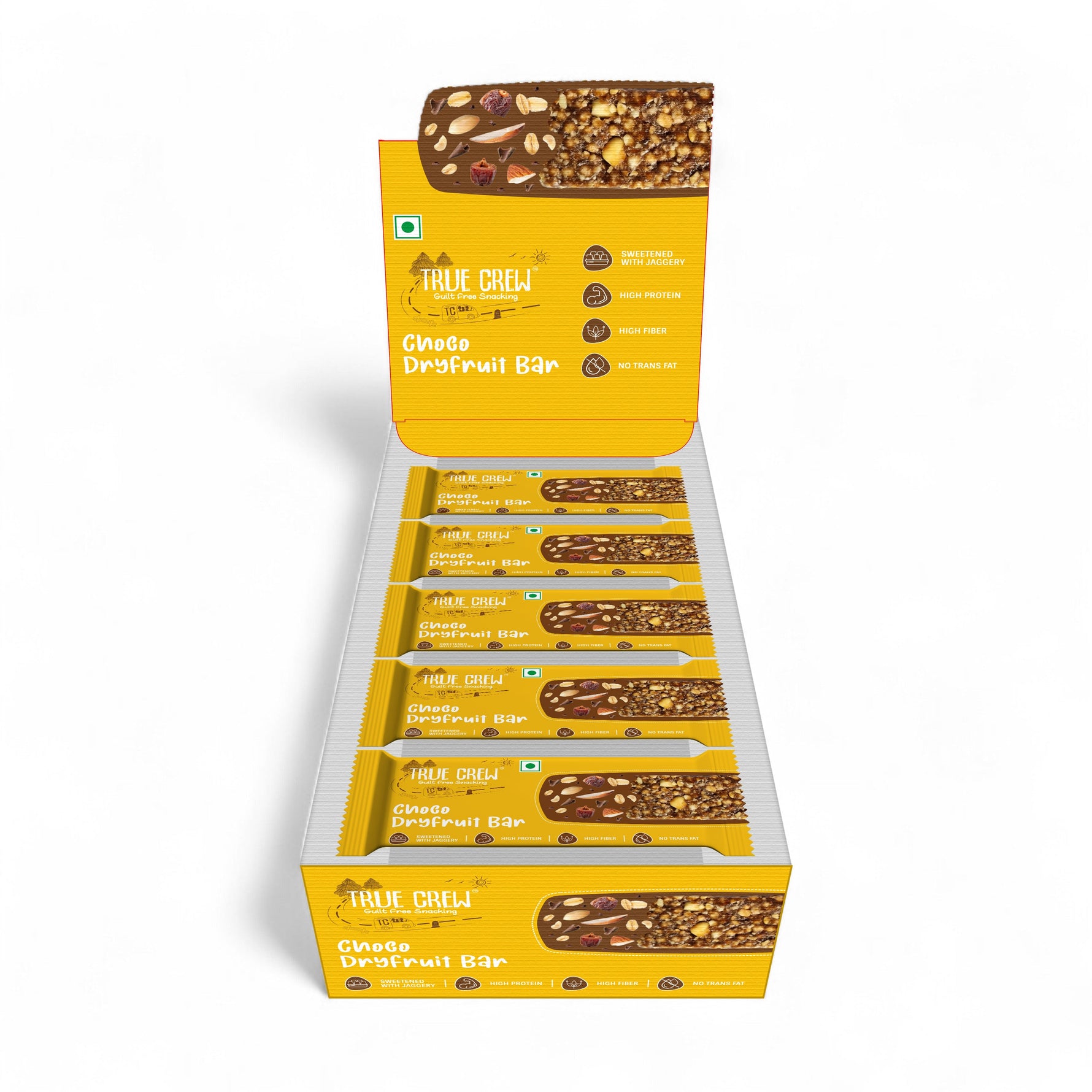 TRUE CREW - Choco Dryfruit Bar, 25 g Each (Pack of 10)
