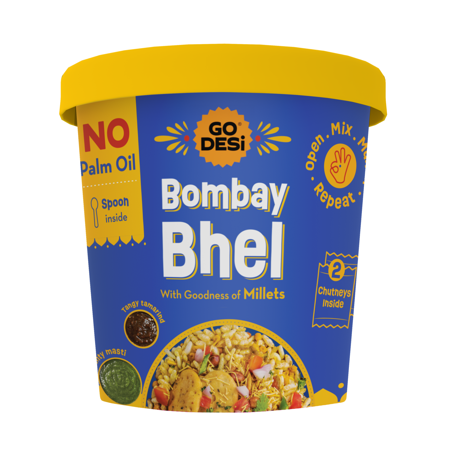 GO DESi - Kolkata Jhalmuri, Bombay Bhel & Garlic Masala Murmura | Pack of 3 | No Palm Oil
