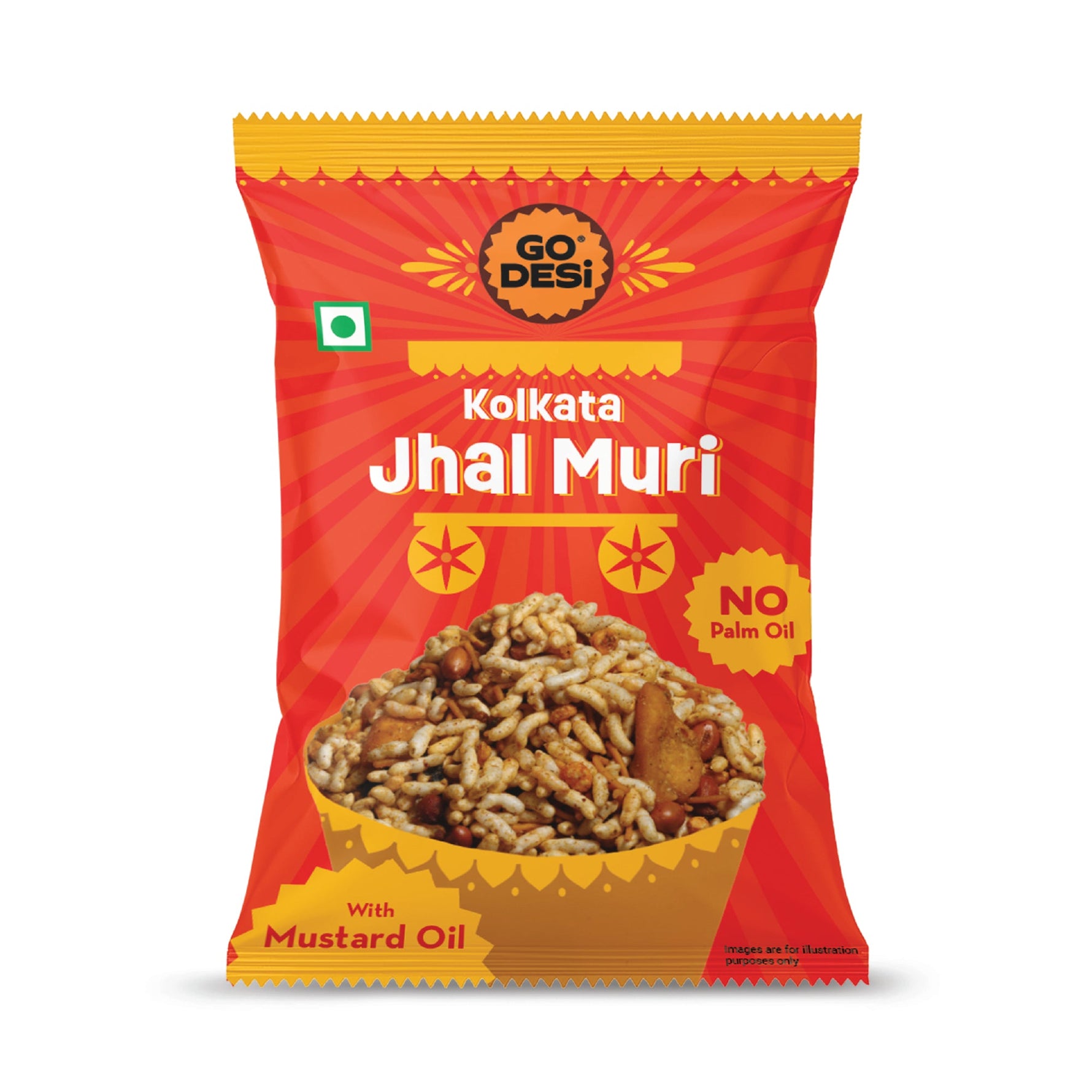 GO DESi - Kolkata Jhalmuri, Bombay Bhel & Garlic Masala Murmura | Pack of 3 | No Palm Oil