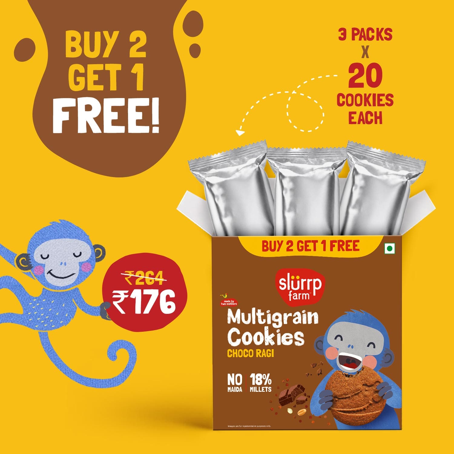 Choco Ragi Cookies | Buy 2 Get 1 Free | Super Value Pack