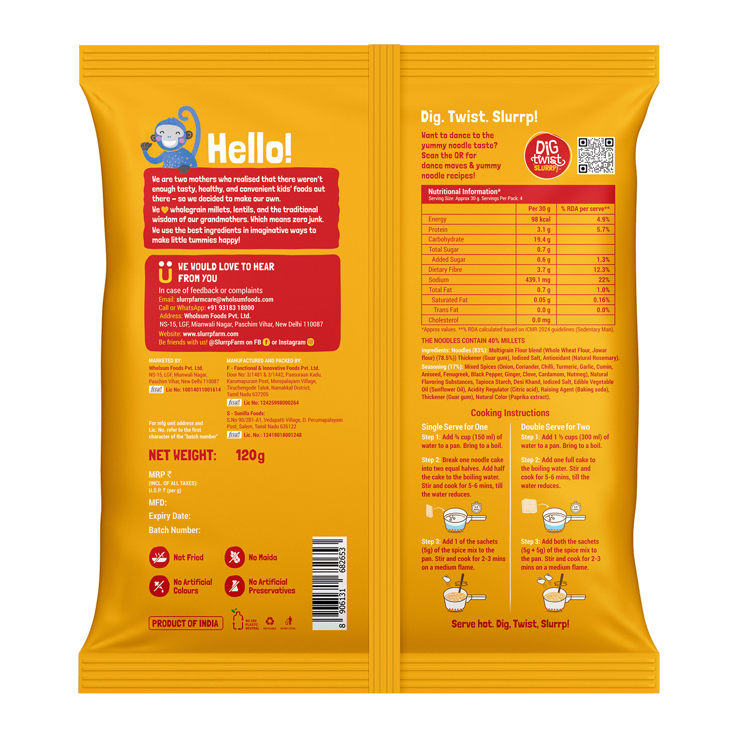 Instant Noodles - Serves 4 (Pack of 2)