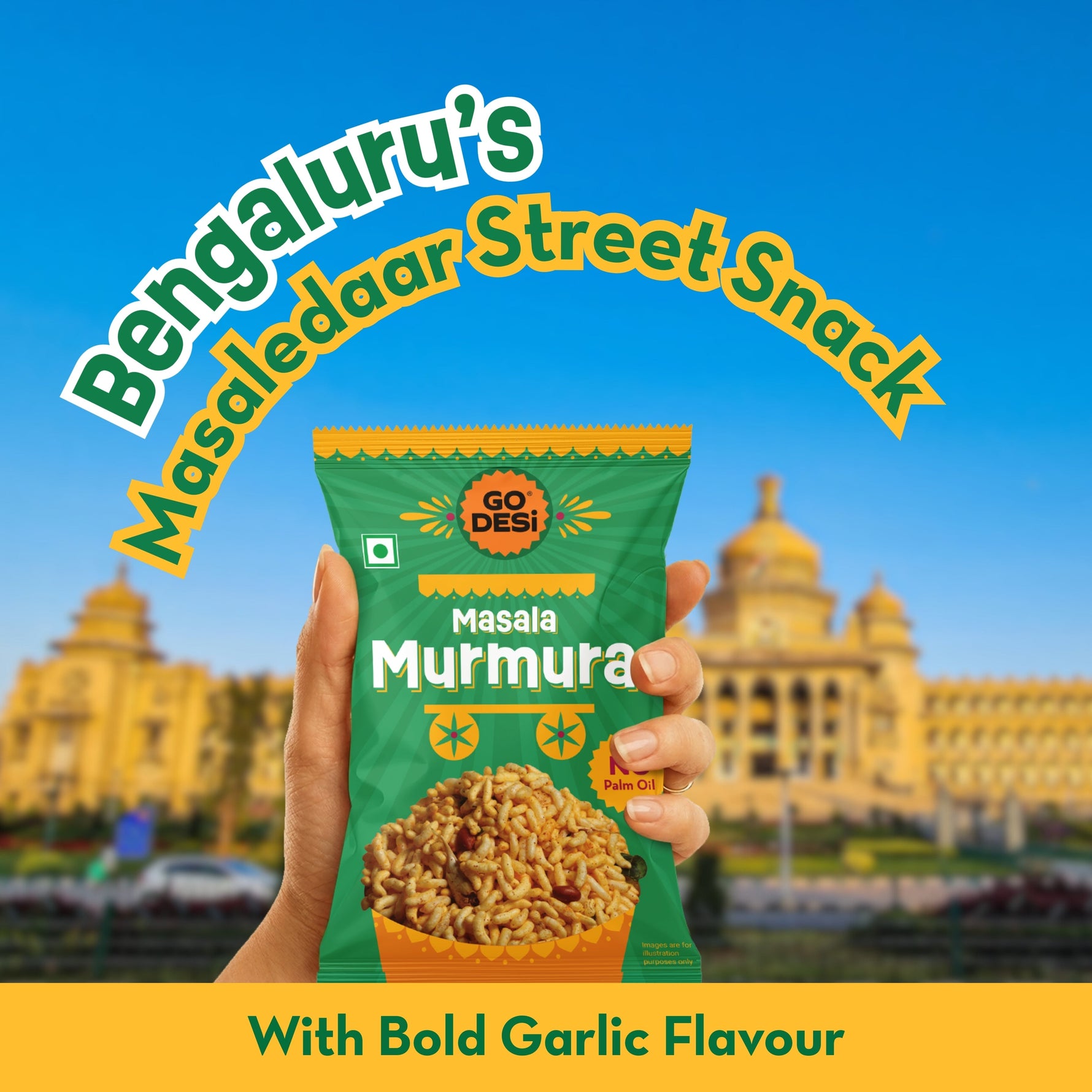 GO DESi - Kolkata Jhalmuri, Bombay Bhel & Garlic Masala Murmura | Pack of 3 | No Palm Oil