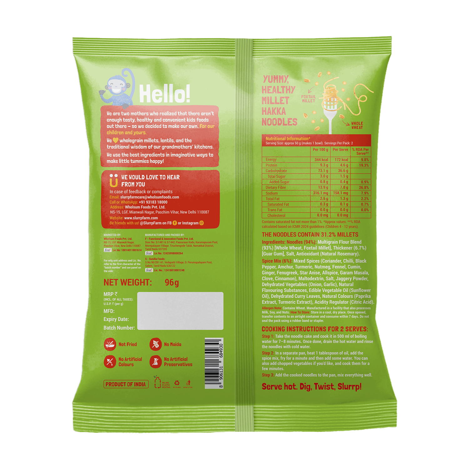 Millet Noodles - Mild Masala (Serves 2)