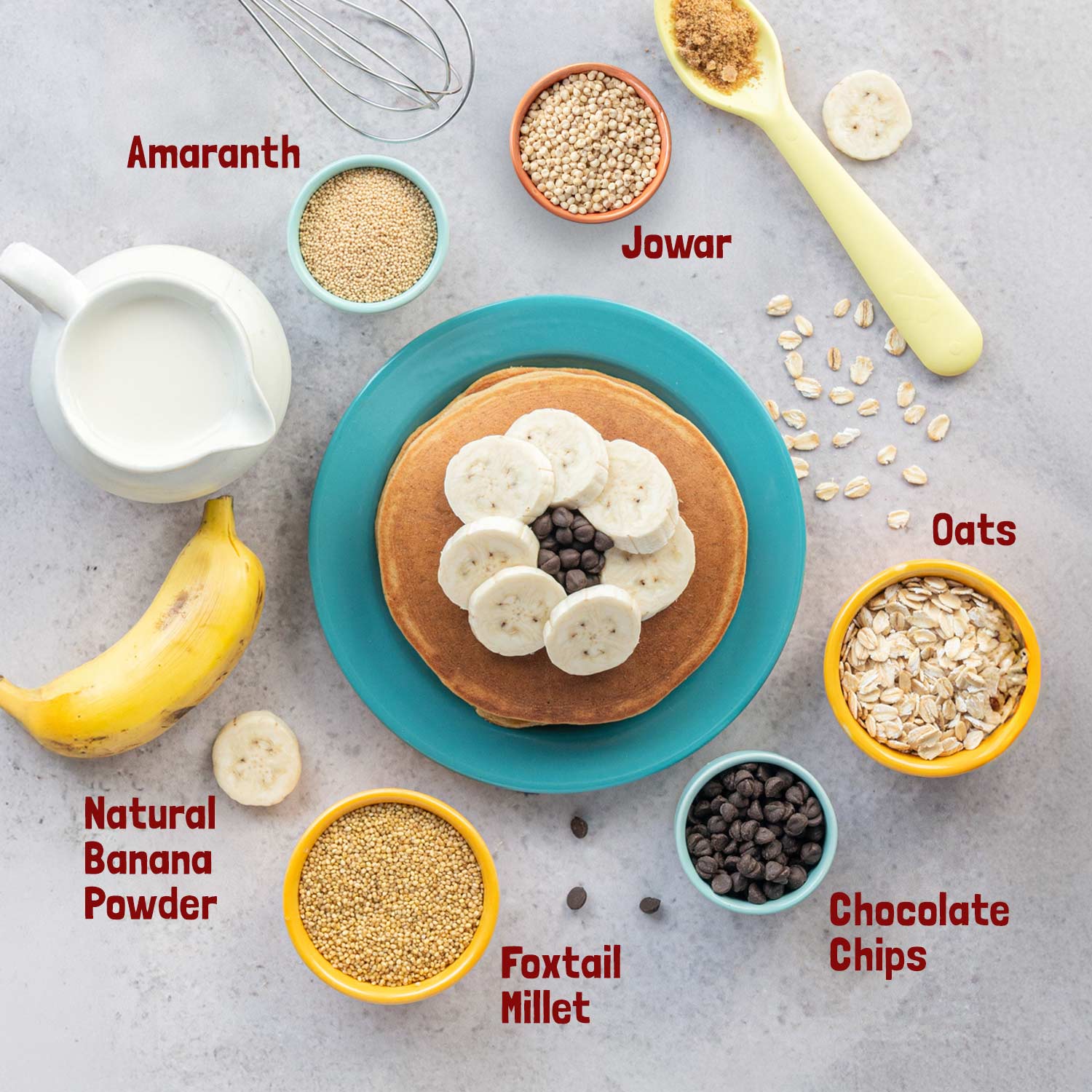 Banana Choco-Chip Millet Pancake Mix | No Maida