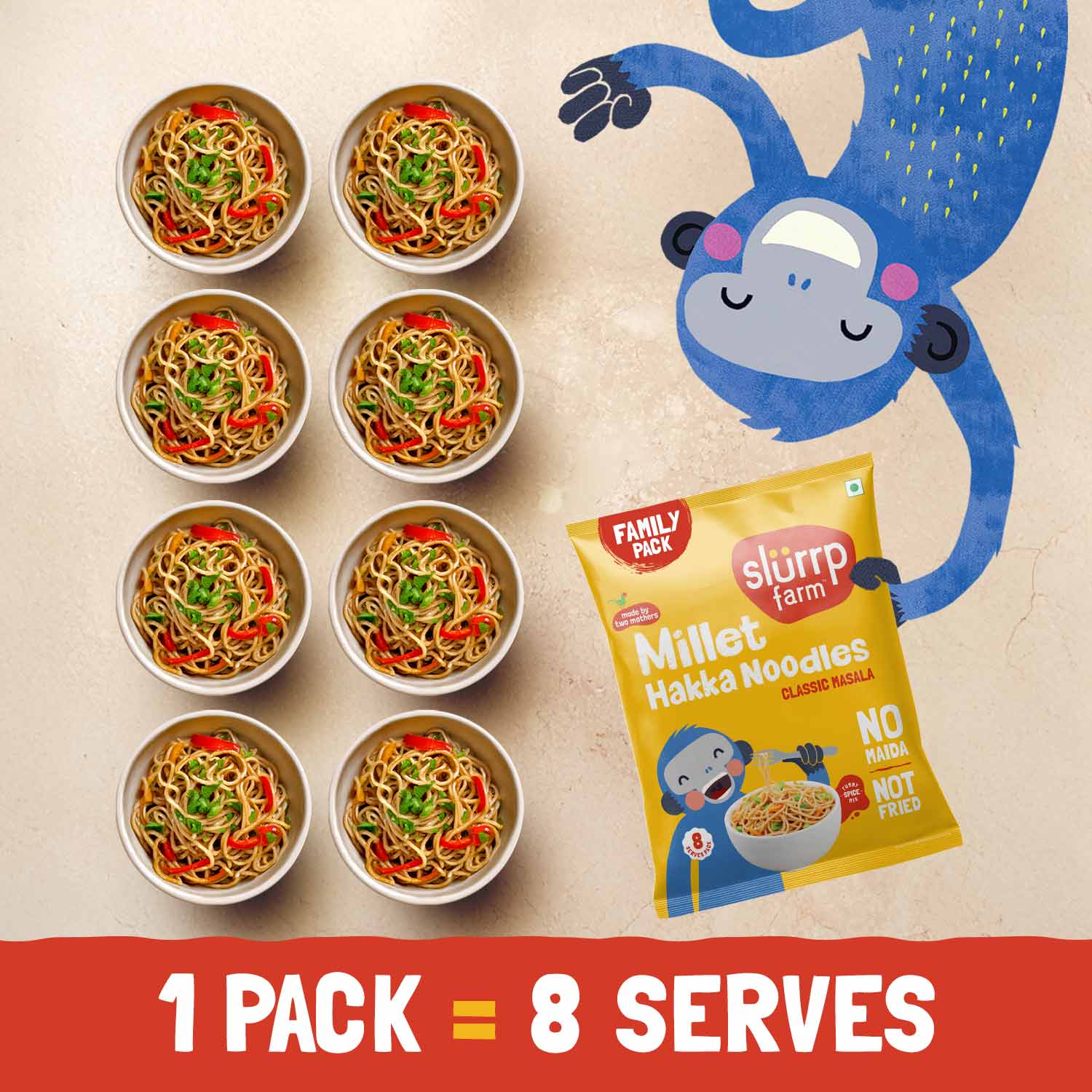 Millet Noodles - Classic Masala Family Pack (Serves 8)