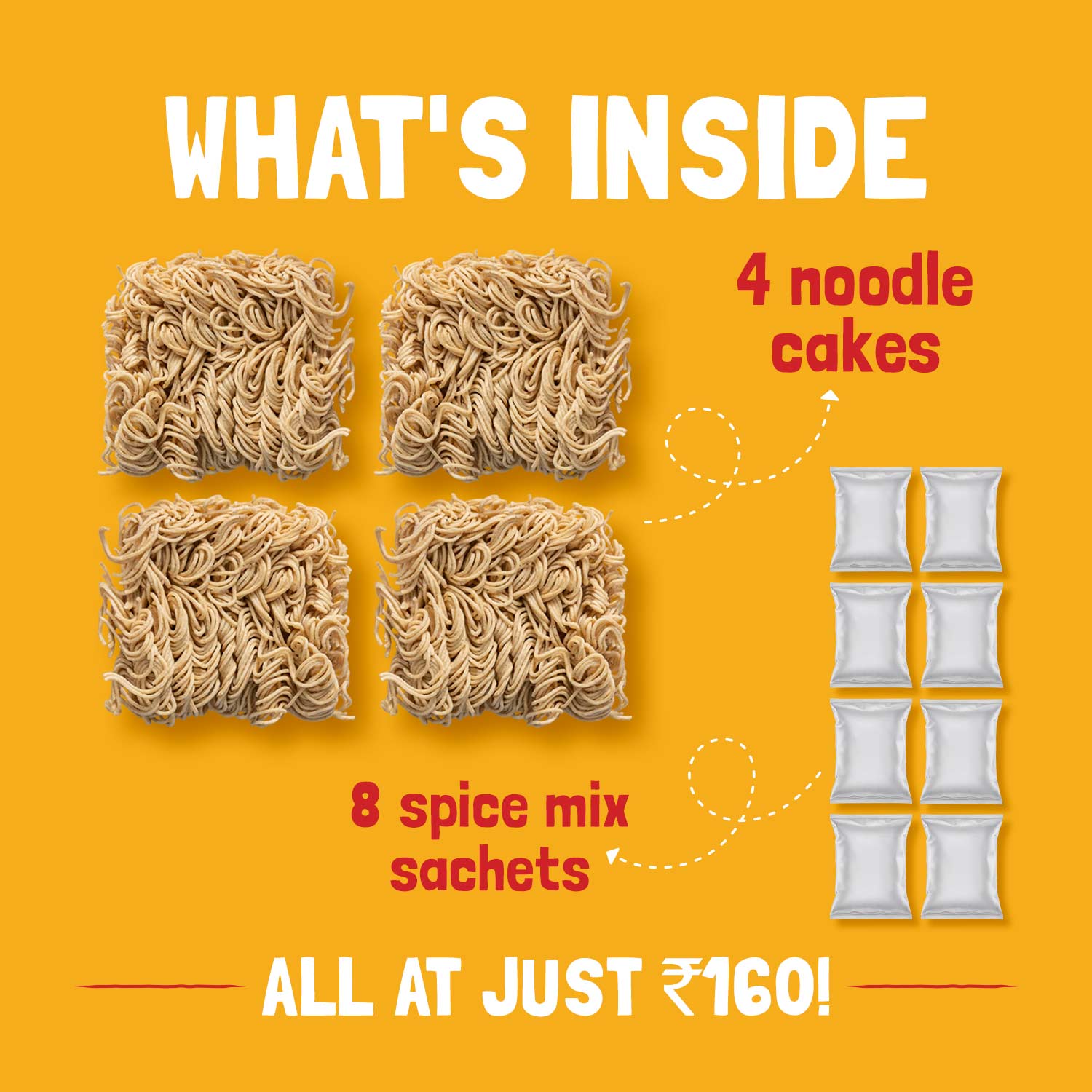 Instant Noodles - Serves 8 (Pack of 4)