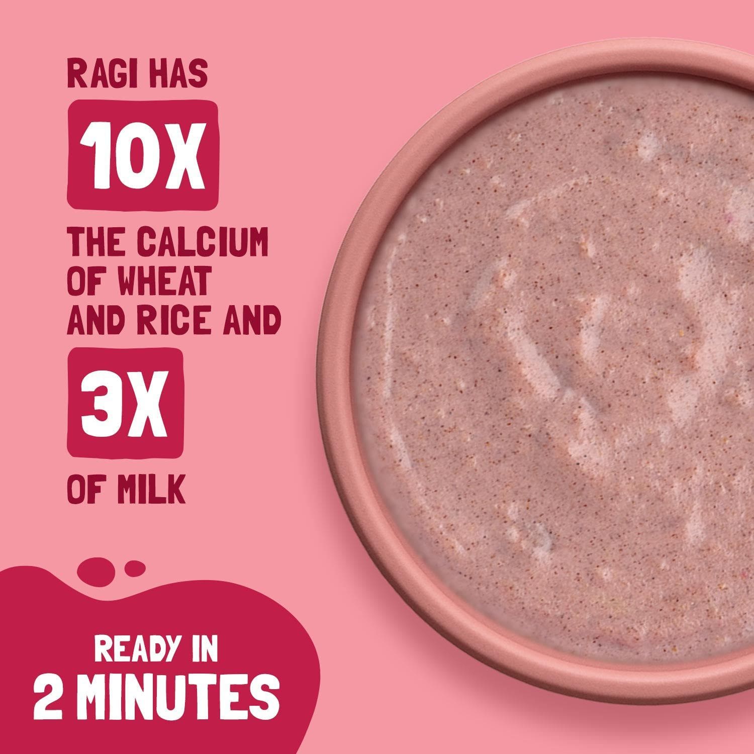 Strawberry, Ragi & Rice Cereal with Milk