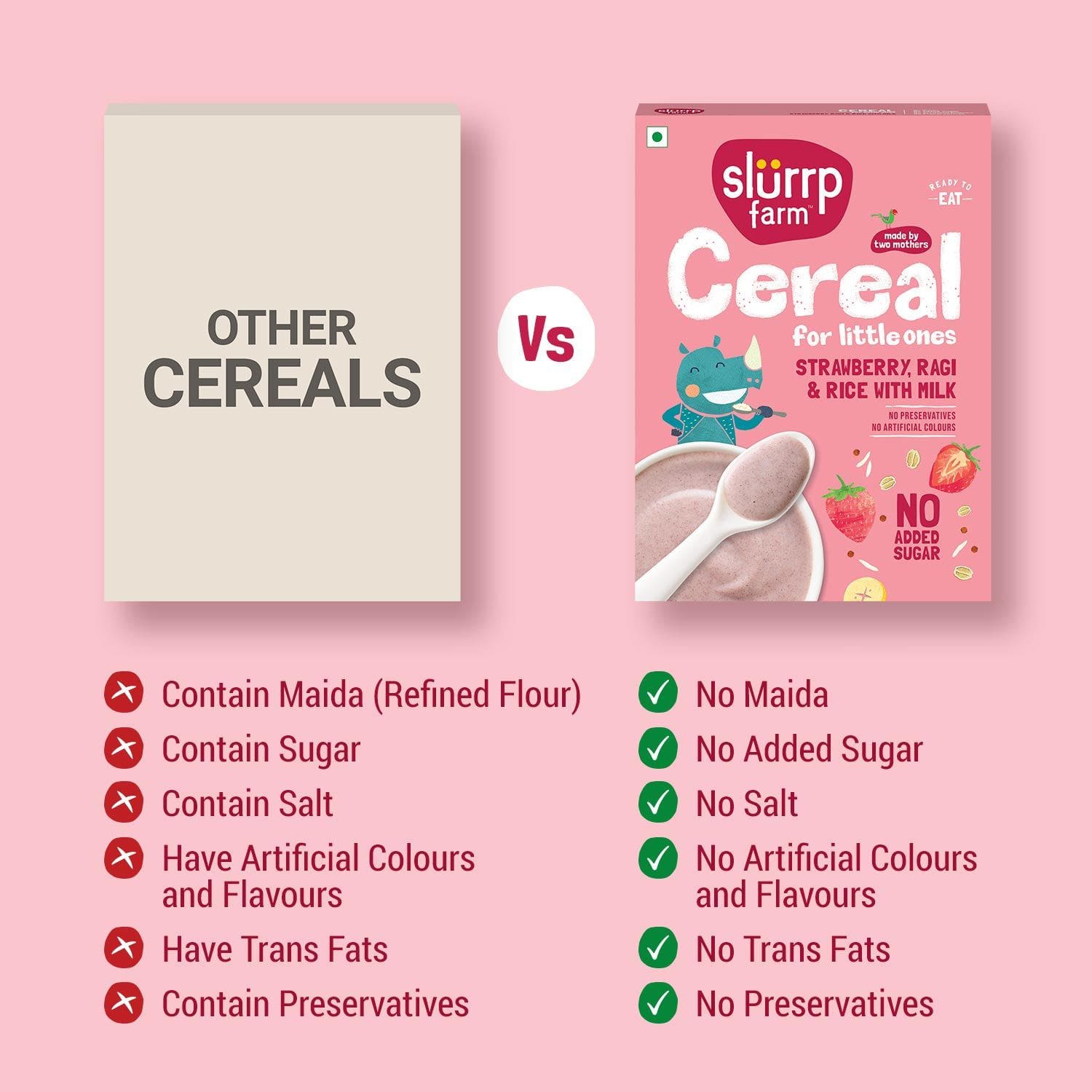 Strawberry, Ragi & Rice Cereal with Milk