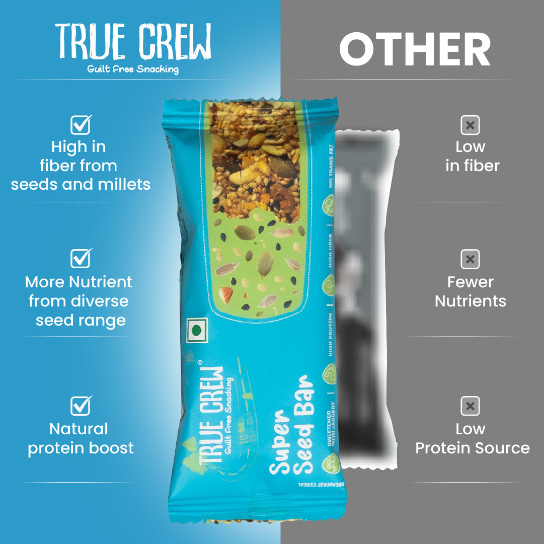TRUE CREW - Super Seed Bar, 25 g Each (Pack of 10)