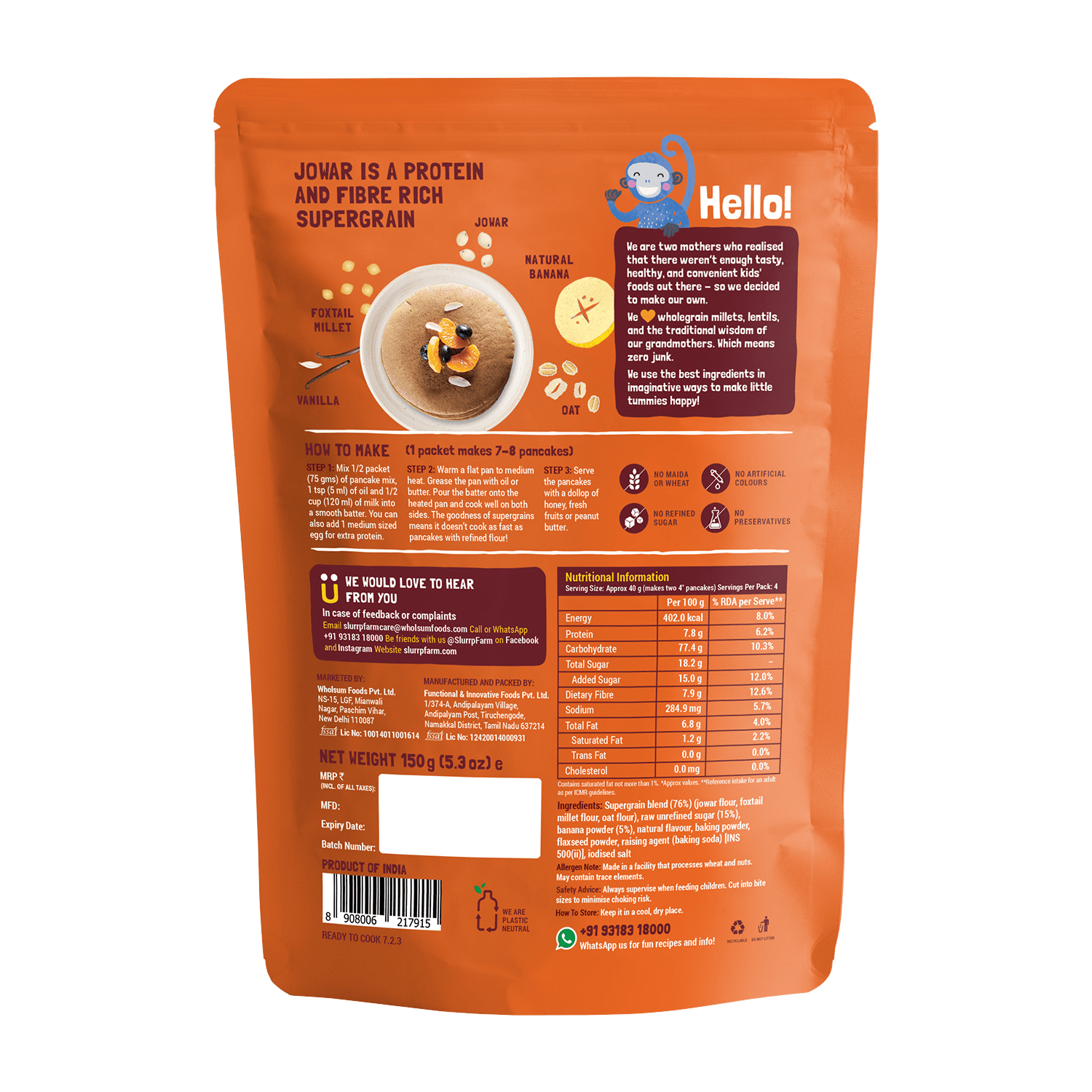 Classic Millet Pancake Mix | No Maida