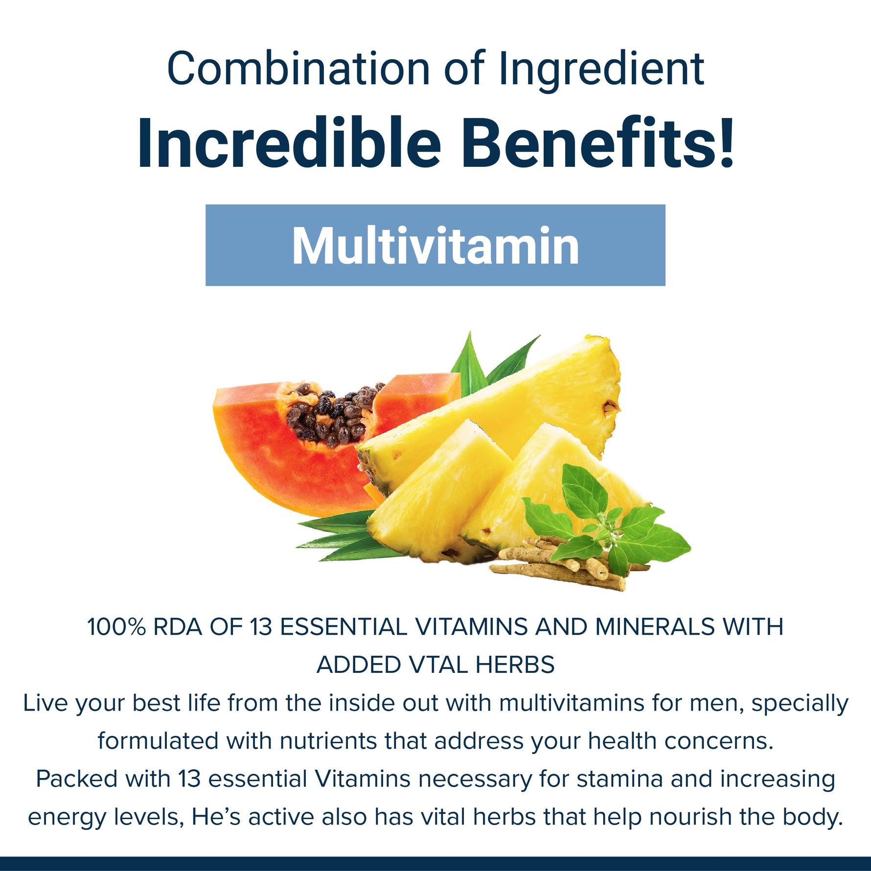 SupaSupp He's Active - Multivitamin for Men | All Round Nutrition For Men On The Go | Health Supplement | 60 Veg Cap, 500 mg