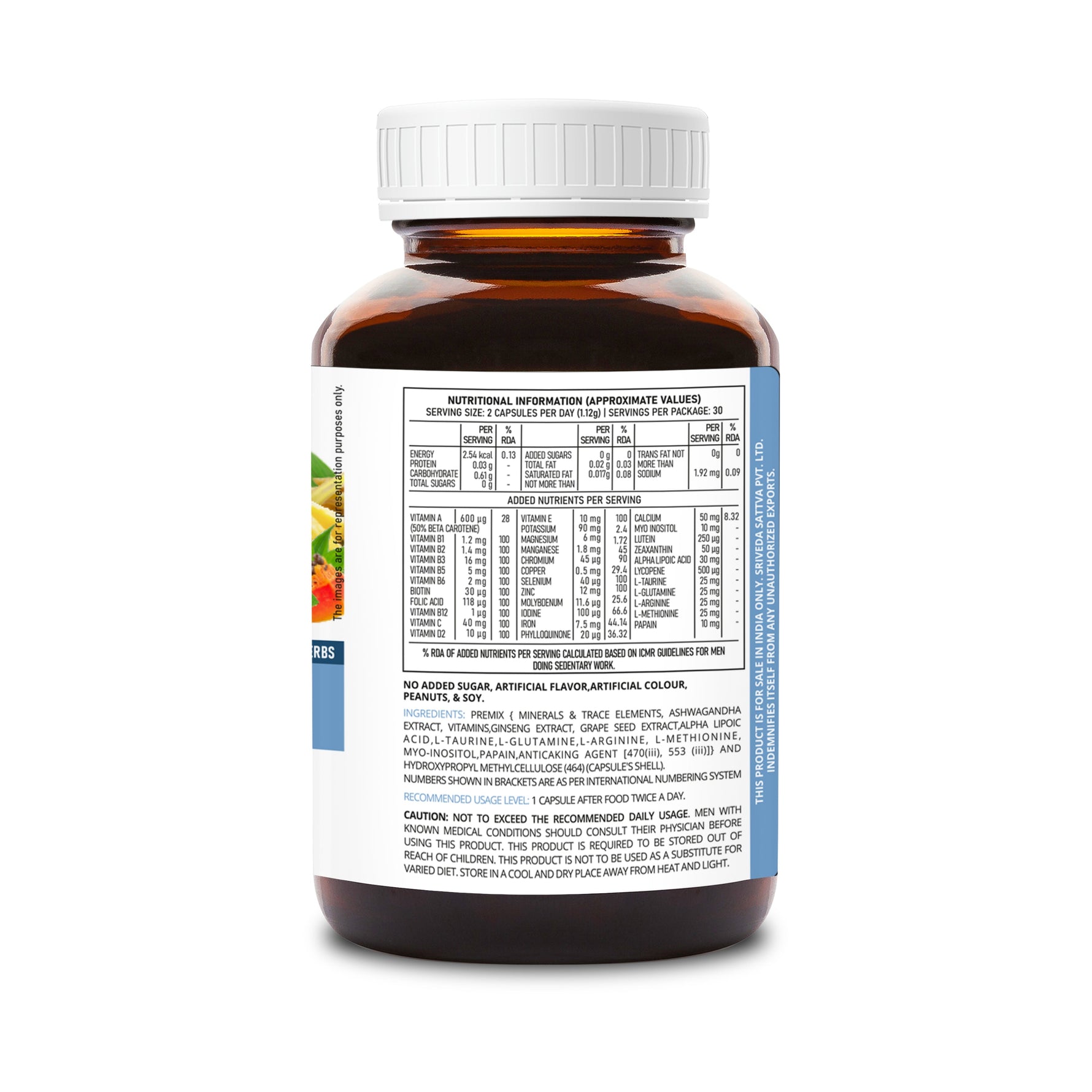 SupaSupp He's Active - Multivitamin for Men | All Round Nutrition For Men On The Go | Health Supplement | 60 Veg Cap, 500 mg