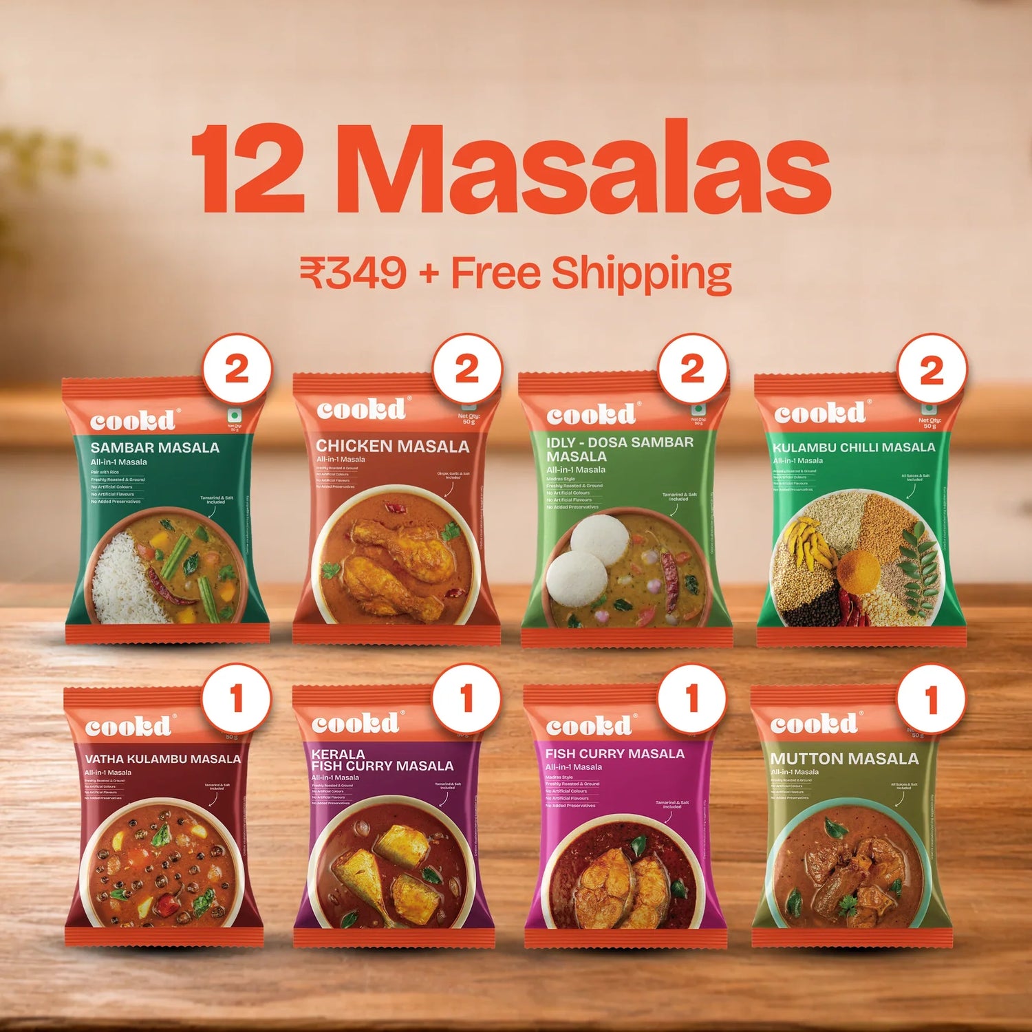Pack of 12 Kulambu Masalas