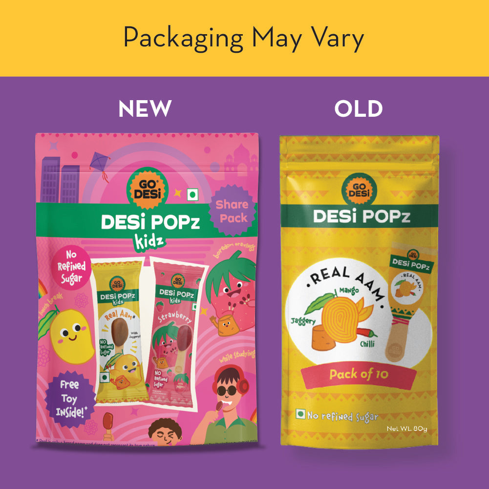 DESi Popz Kidz Real Aam & Strawberry | Made with Jaggery | Pack of 8