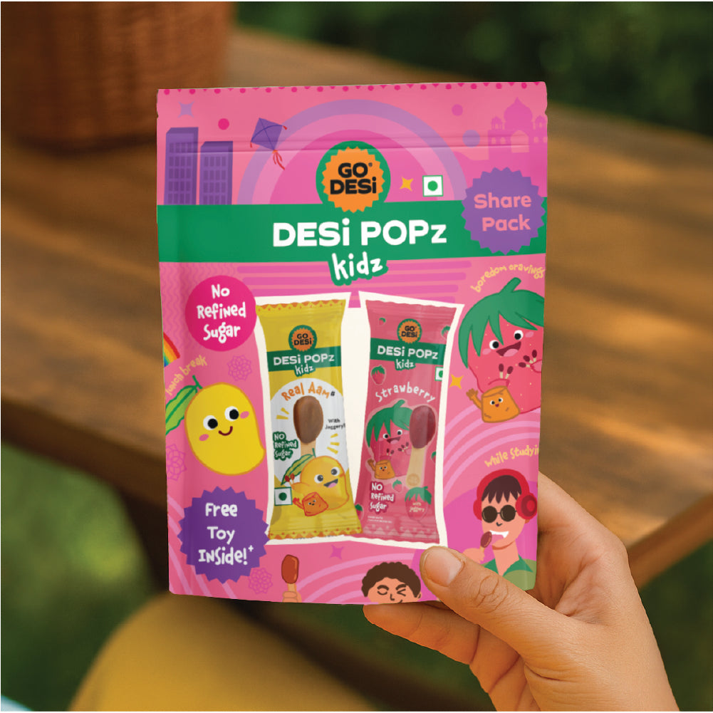 DESi Popz Kidz Real Aam & Strawberry | Made with Jaggery | Pack of 8