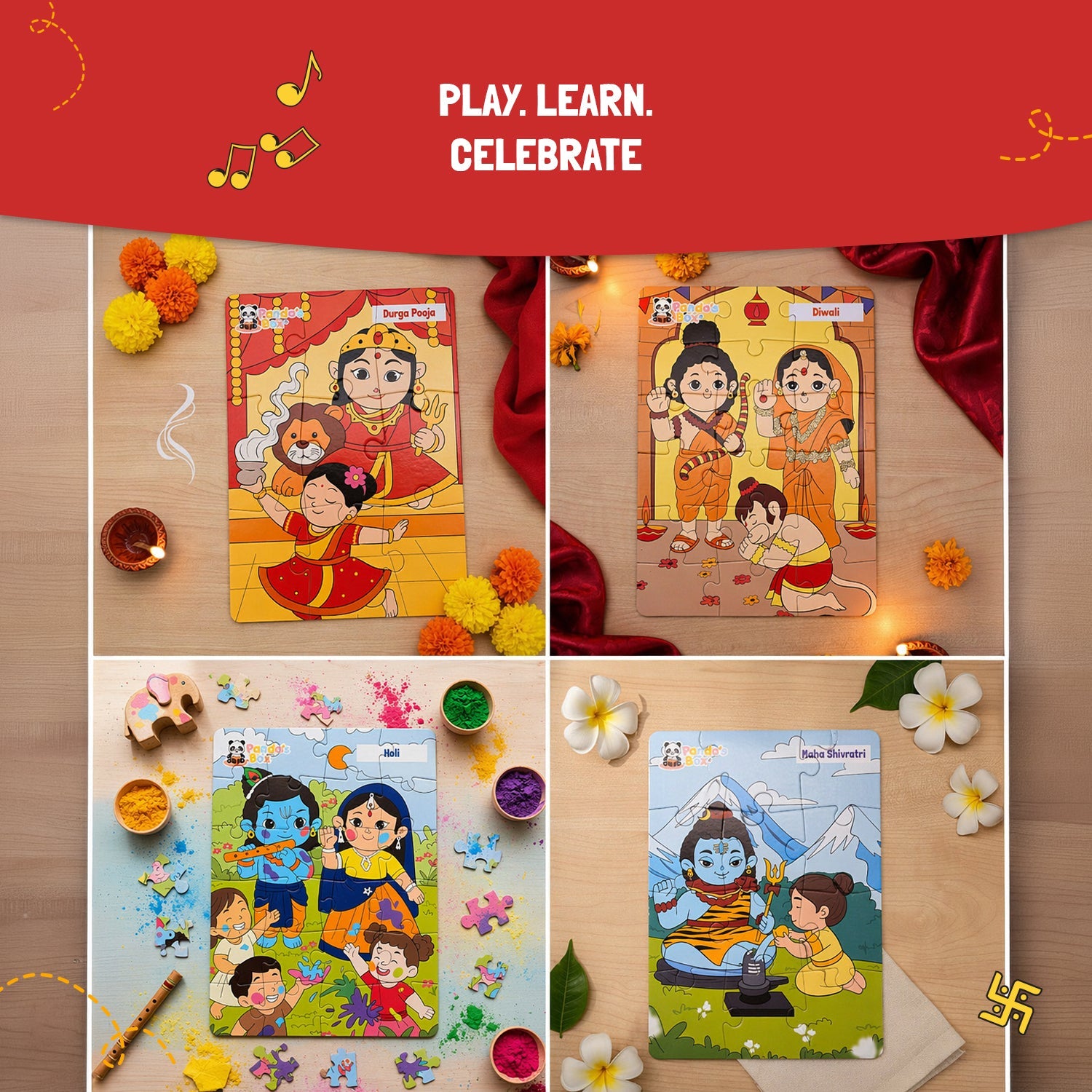 Jigsaw Puzzle 4 in 1 - Festivals of India