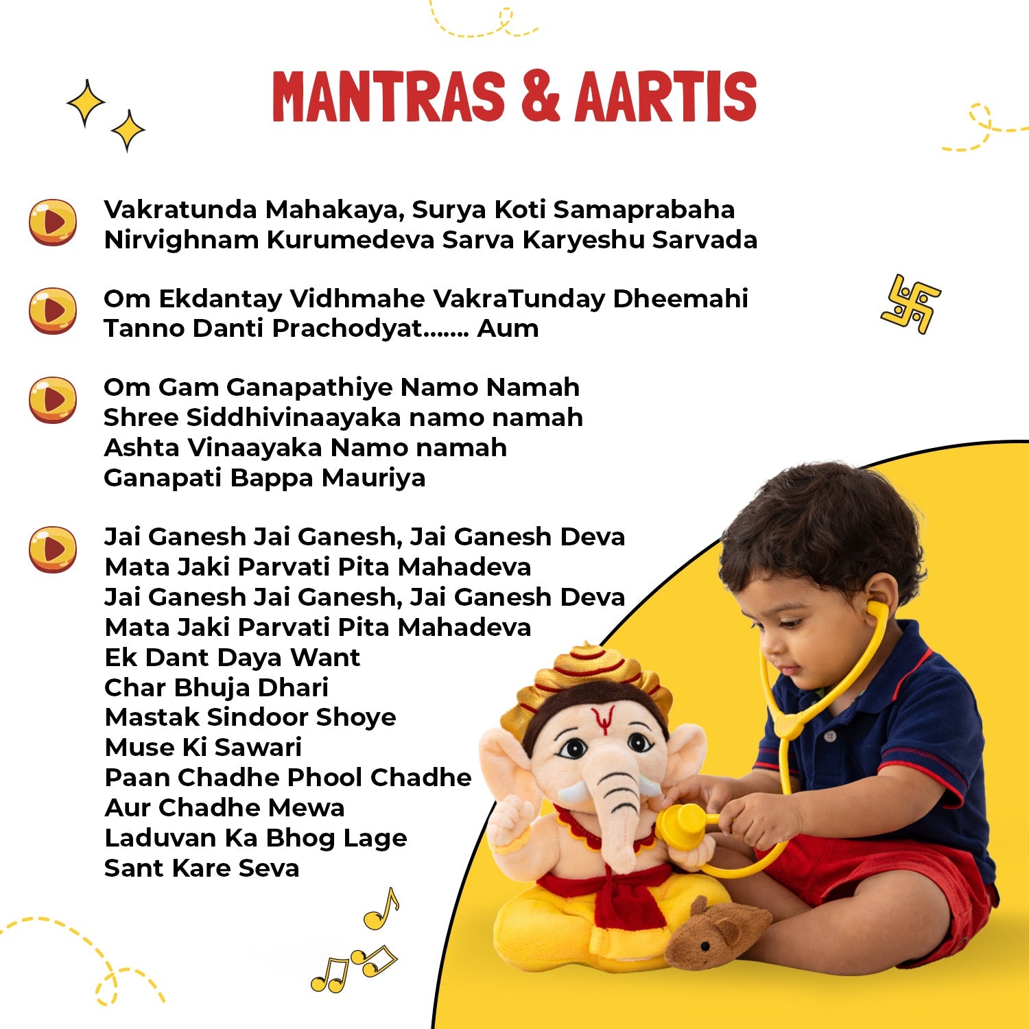 Mantra Chanting Baby Ganesha (Small-22 cm)
