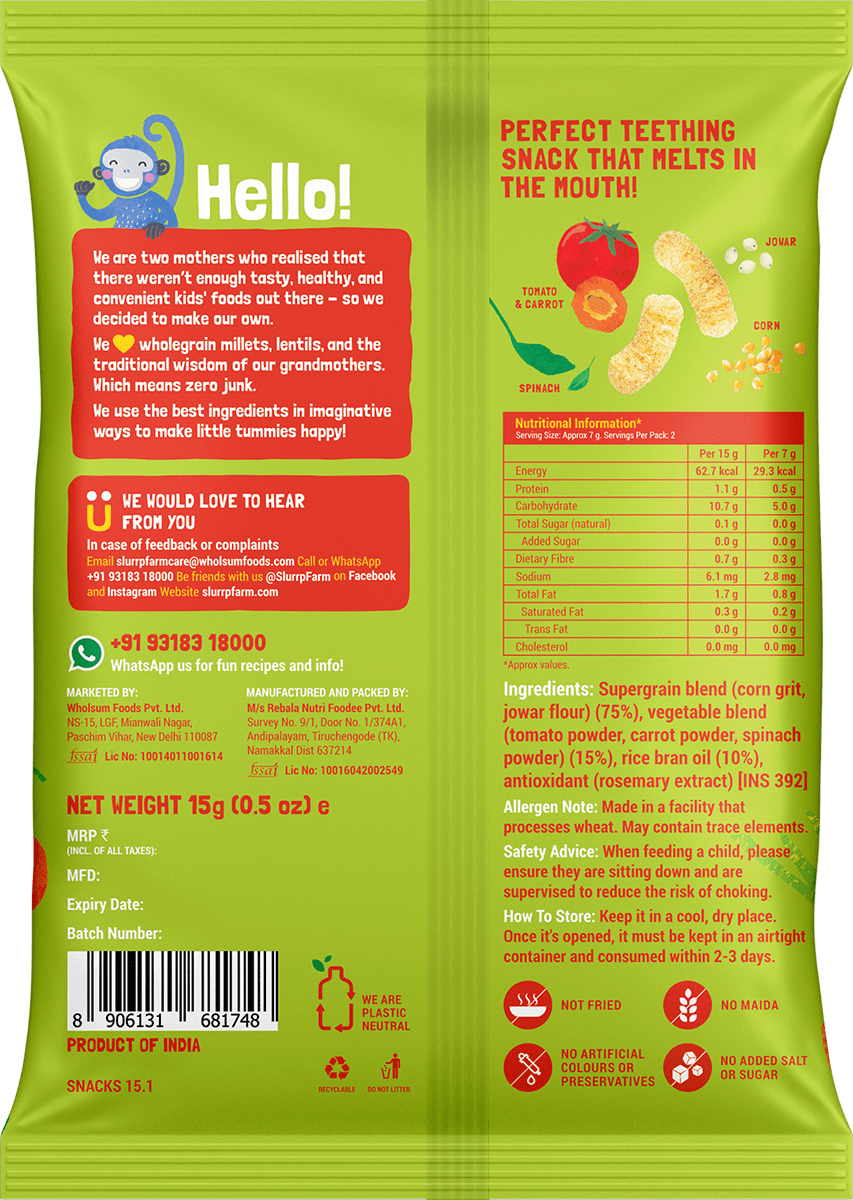 Teething Millet Puffs - Carrot Flavour