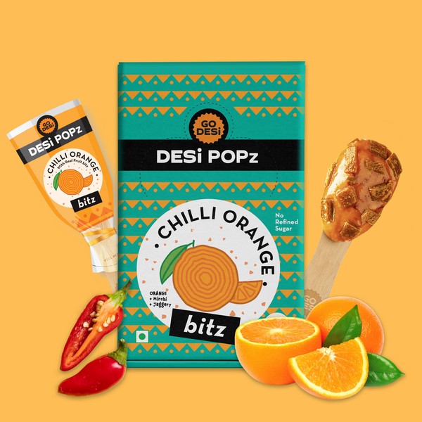 DESi Popz Bitz Chilli Orange | Made with Jaggery | Pack of 50