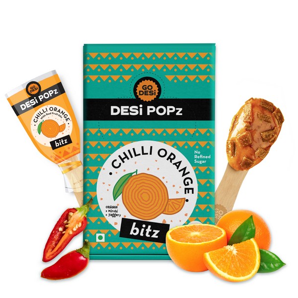 DESi Popz Bitz Chilli Orange | Made with Jaggery | Pack of 50