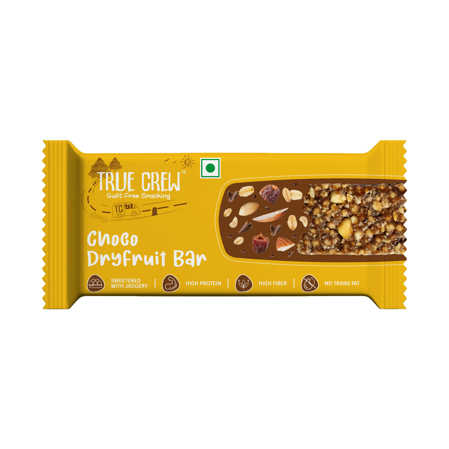 TRUE CREW - Choco Dryfruit Bar, 25 g Each (Pack of 10)
