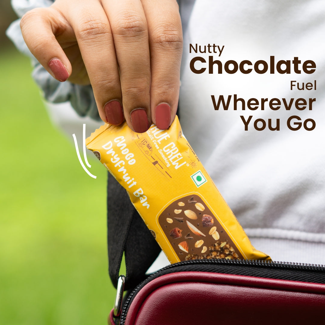TRUE CREW - Choco Dryfruit Bar, 25 g Each (Pack of 10)