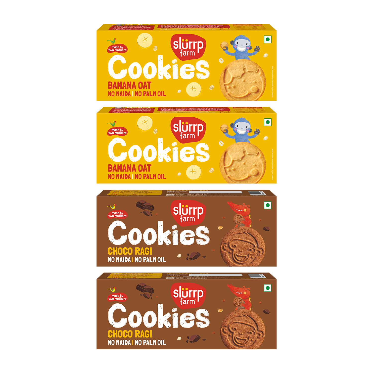Choco Ragi and Banana Oat Cookies Combo Pack of 4