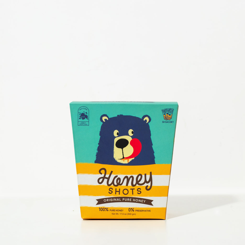 Ginger Honey Shots | 36 pack | (360 gm) | Pure Honey (Single Serving honey Sachets)
