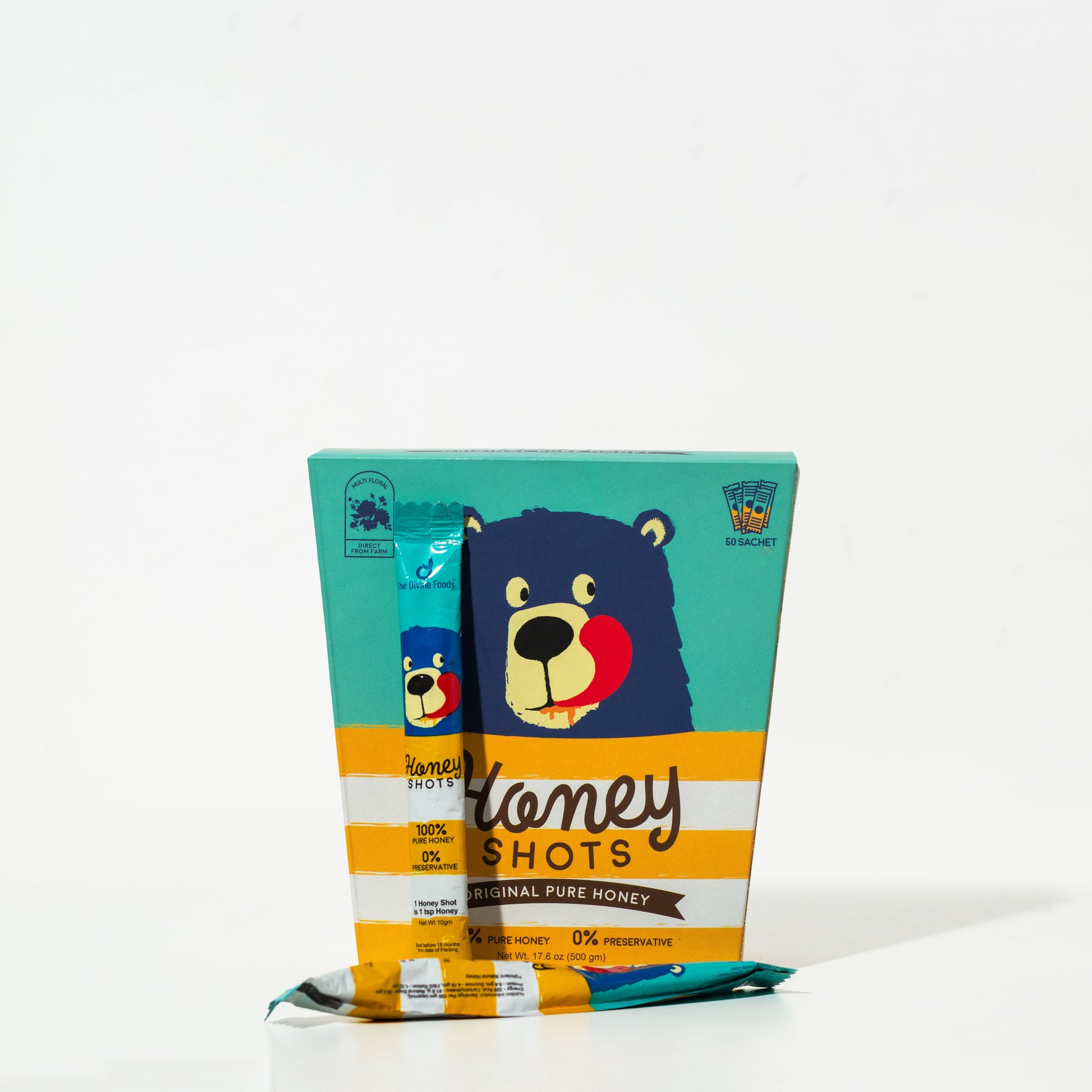 Ginger Honey Shots | 36 pack | (360 gm) | Pure Honey (Single Serving honey Sachets)