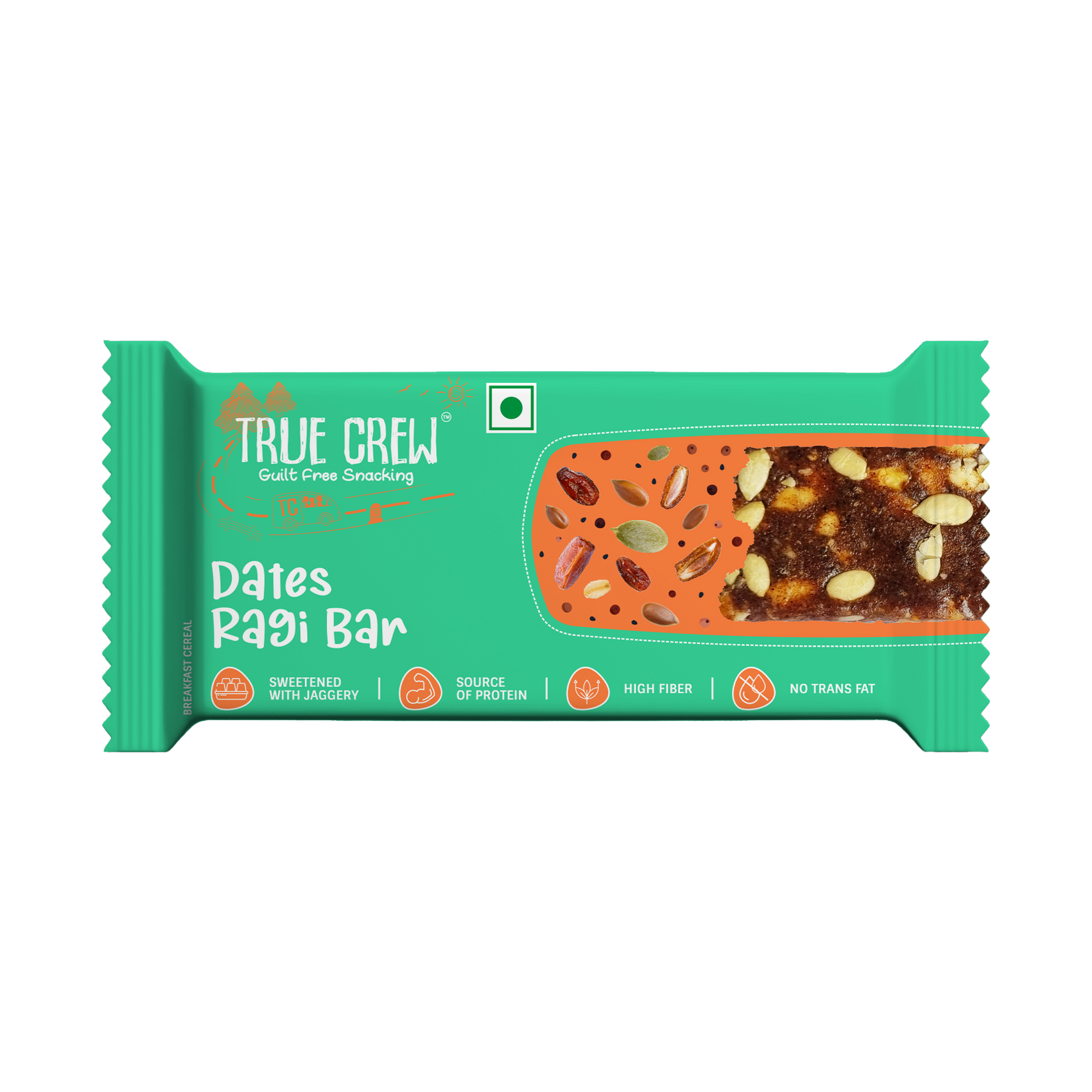 TRUE CREW - Dates Ragi Bar, 25 g Each (Pack of 10)