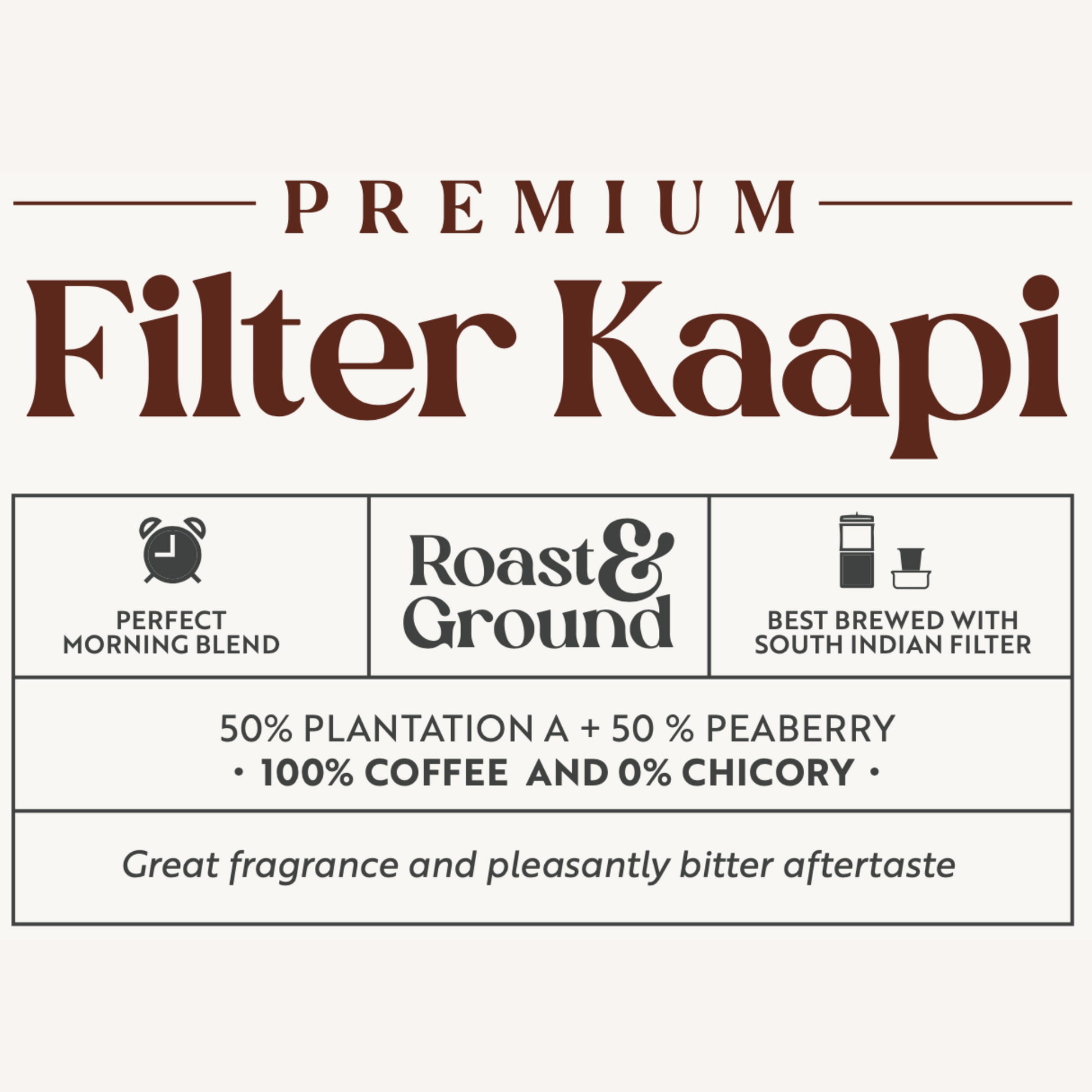 Kumbakonam Filter Kappi Powder (Guilt-Free 0% Chicory) 50% Plantation A 50% Peaberry