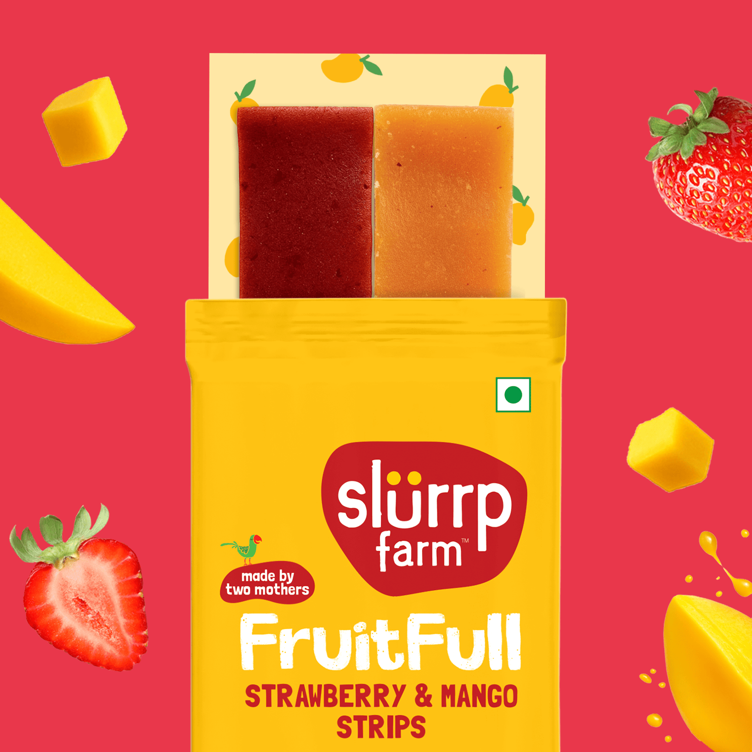 Made with 99% Fruit | FruitFull Strips - Family Pack of 15 | Strawberry and Mango