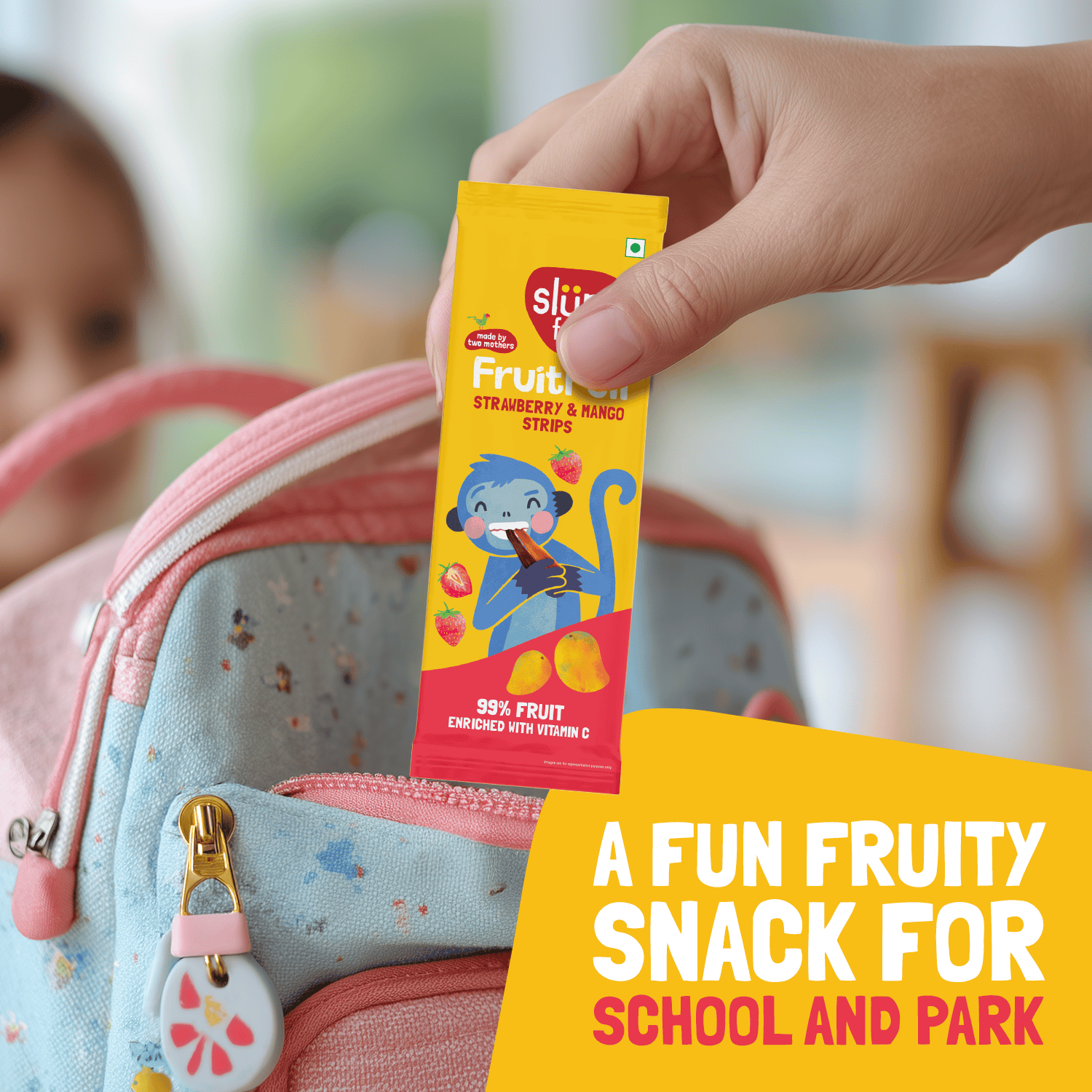Made with 99% Fruit | FruitFull Strips - Pack of 10 for Play Dates | Strawberry and Mango