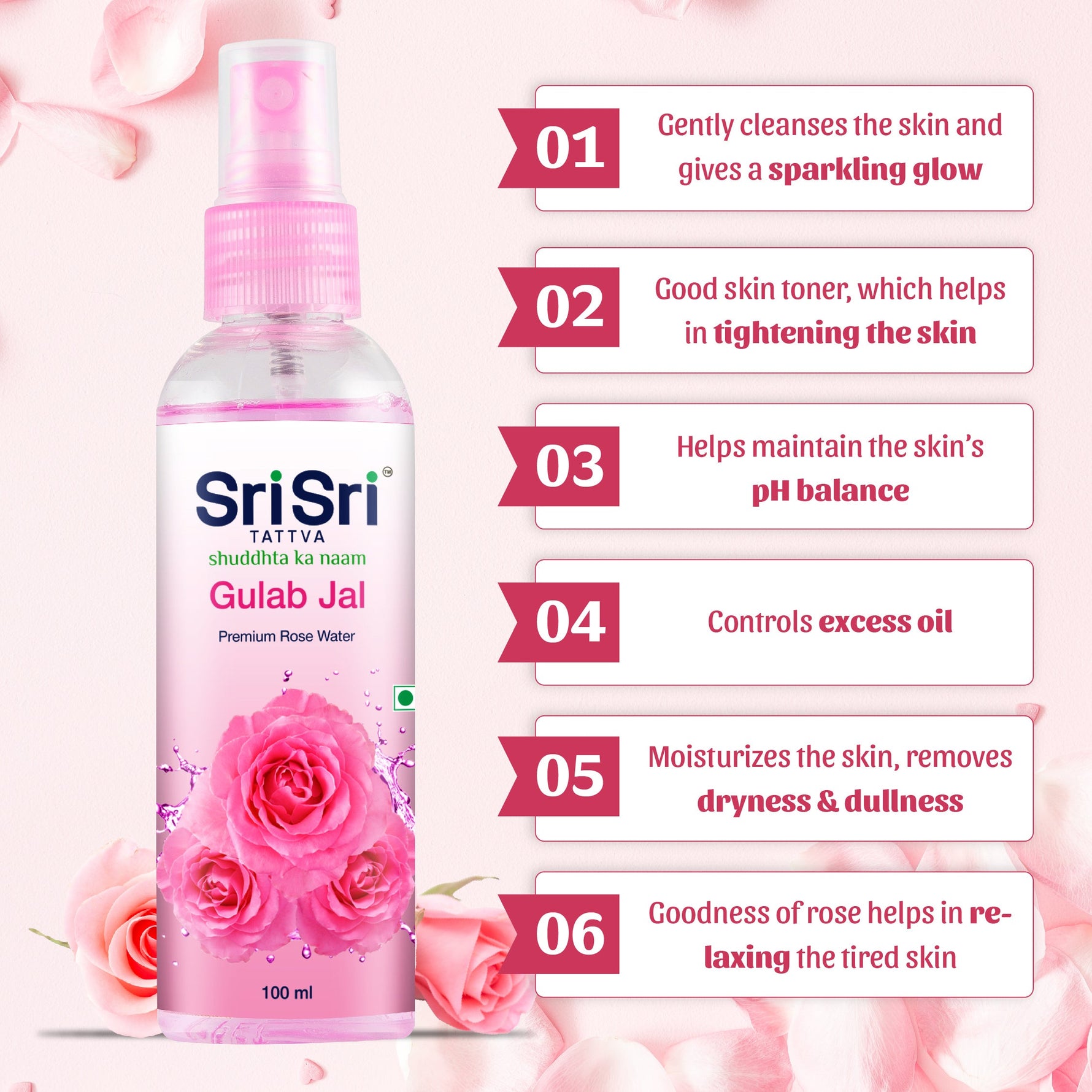 Gulab Jal - Premium Rose Water | Toner Cleanser Moisturizer | Spray Bottle | 100 ml