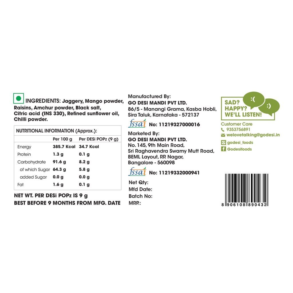 DESi Popz Kaccha Aam | Made with Jaggery | Pack of 50