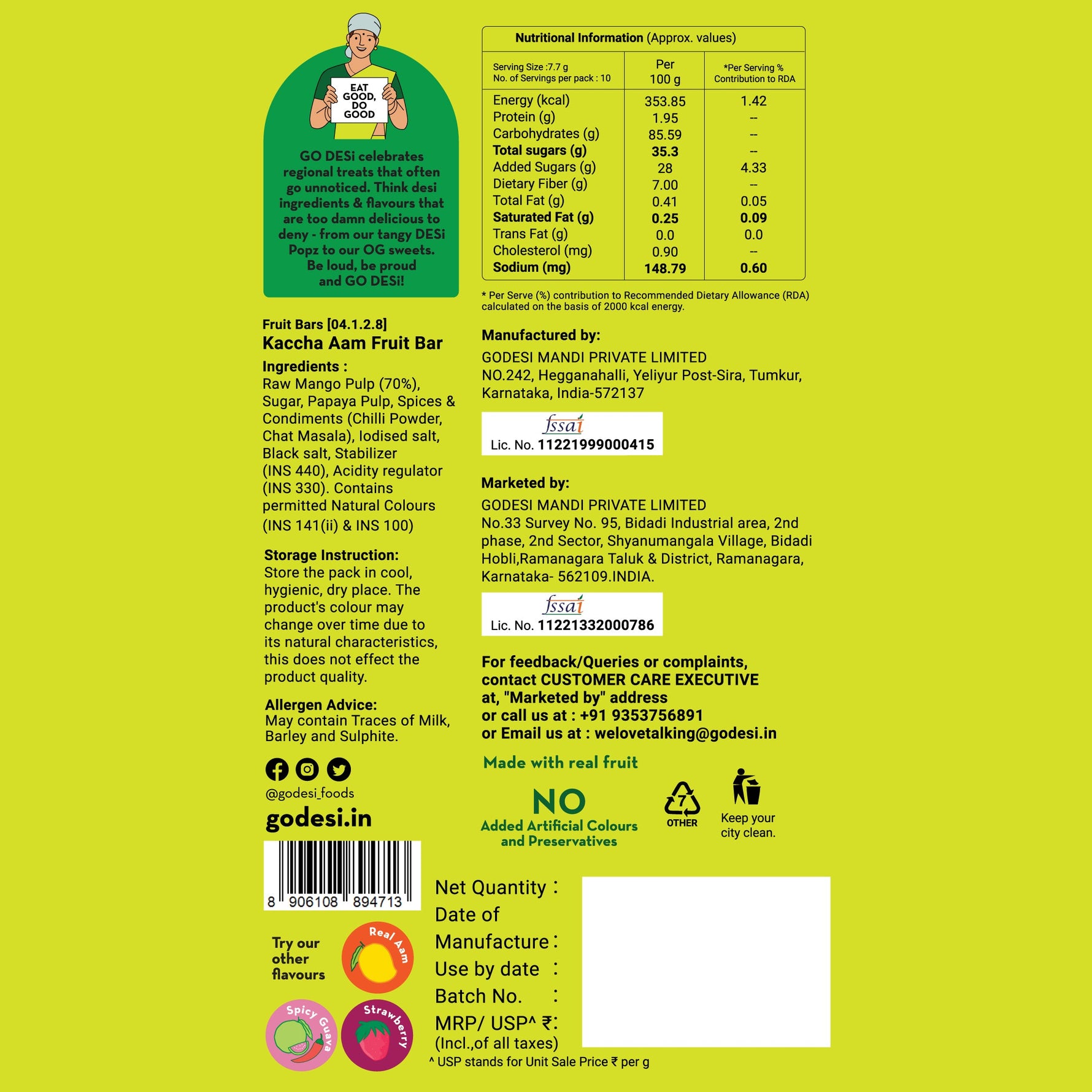 Kaccha Aam Fruit Bar | 70% Fruit Pulp | Pack of 10