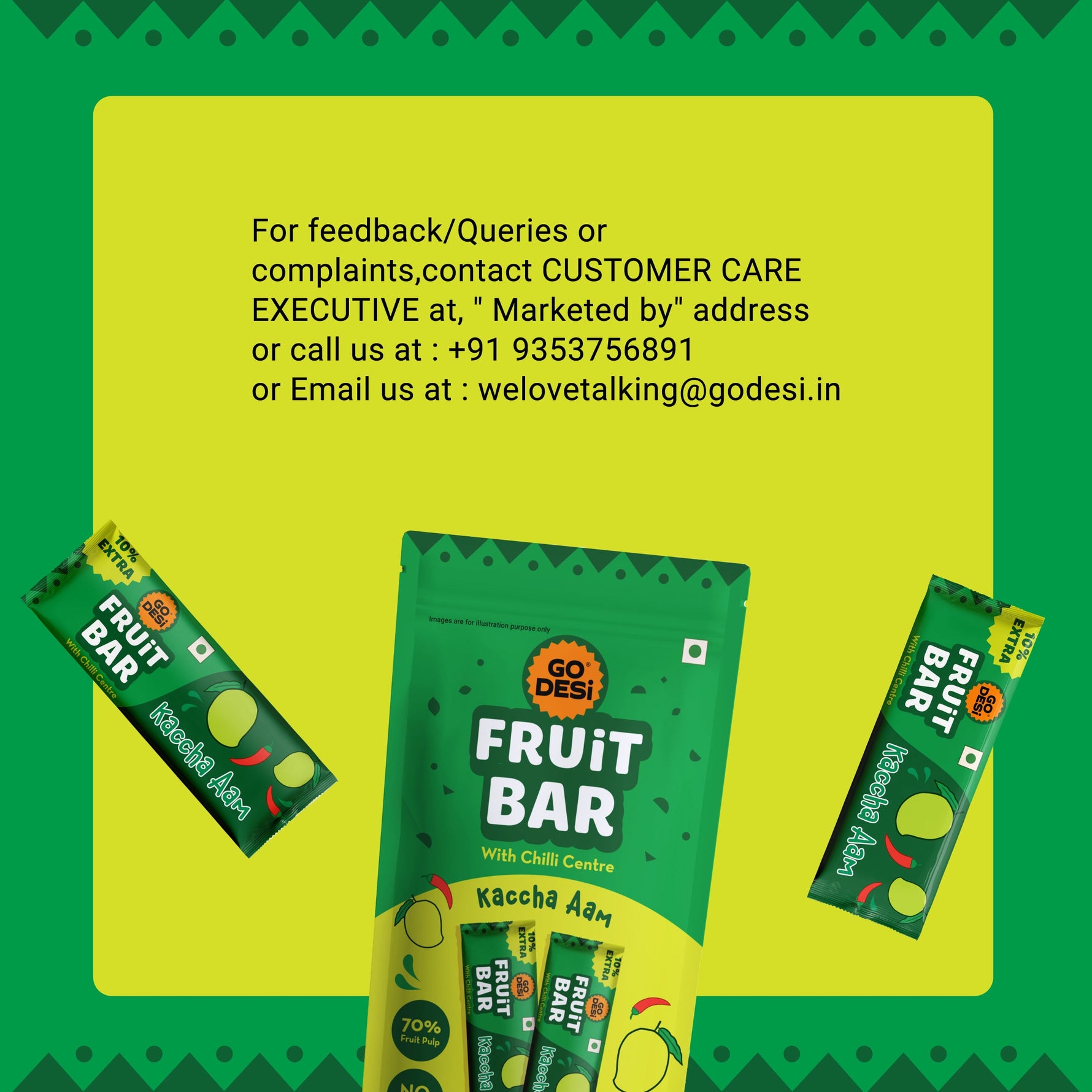 Kaccha Aam Fruit Bar | 70% Fruit Pulp | Pack of 10