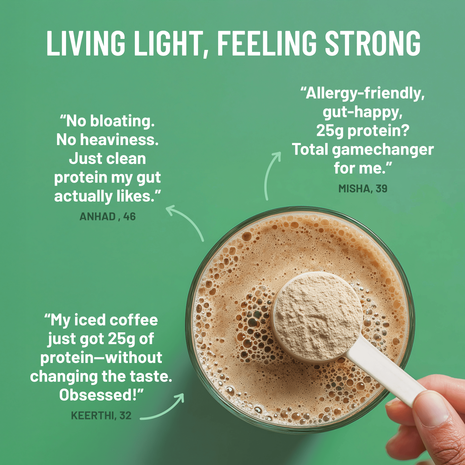 Mille Plant Protein | 25g/Scoop | Coffee-hazelnut | Fermented Yeast Protein | No Bloat I Vegan  | 38g Trial Pack