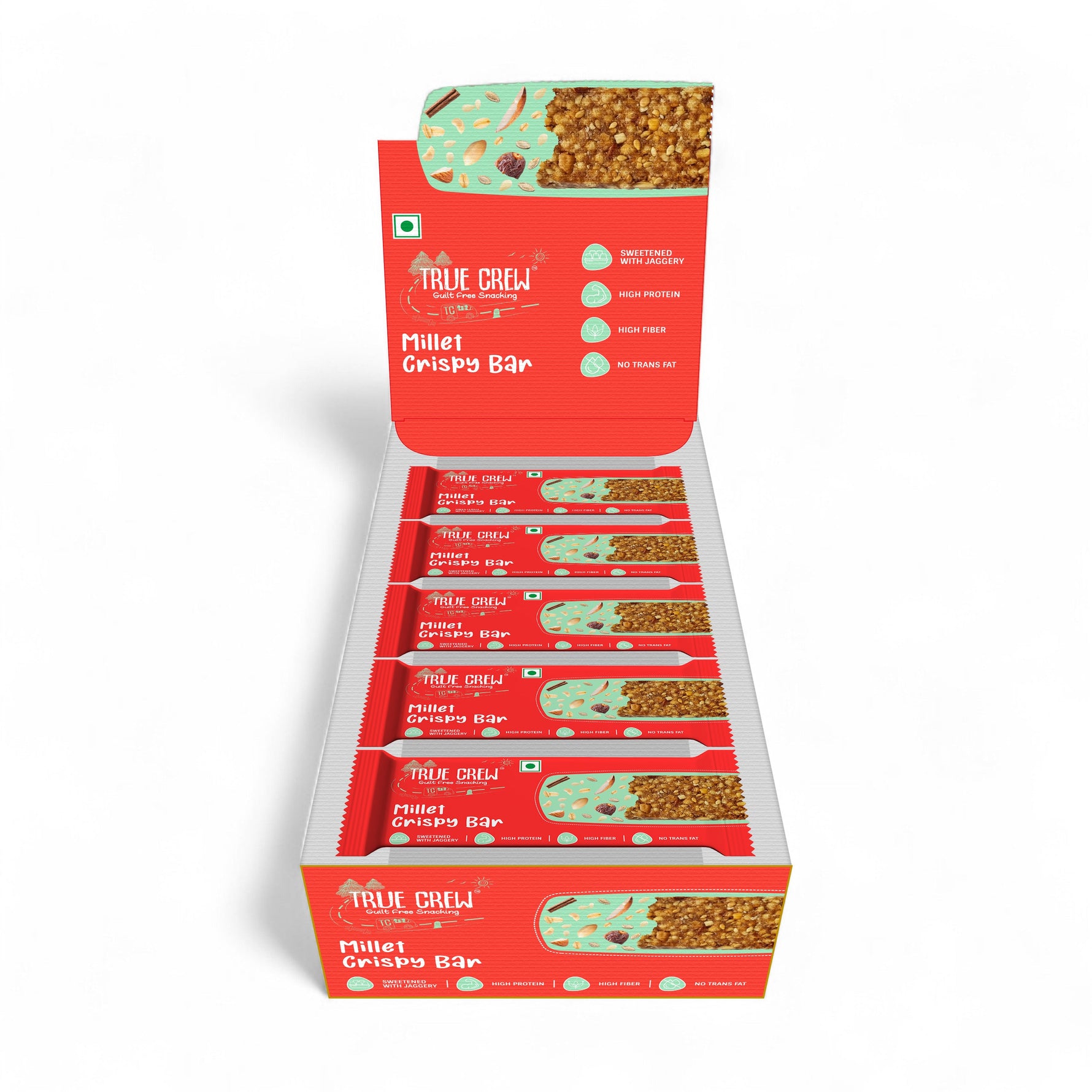 TRUE CREW - Millet Crispy Bar, 25 g Each (Pack of 10)