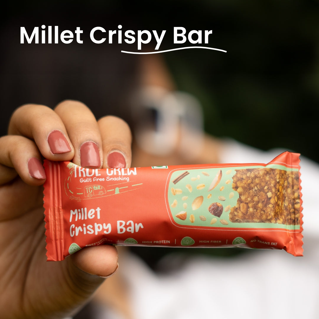TRUE CREW - Millet Crispy Bar, 25 g Each (Pack of 10)