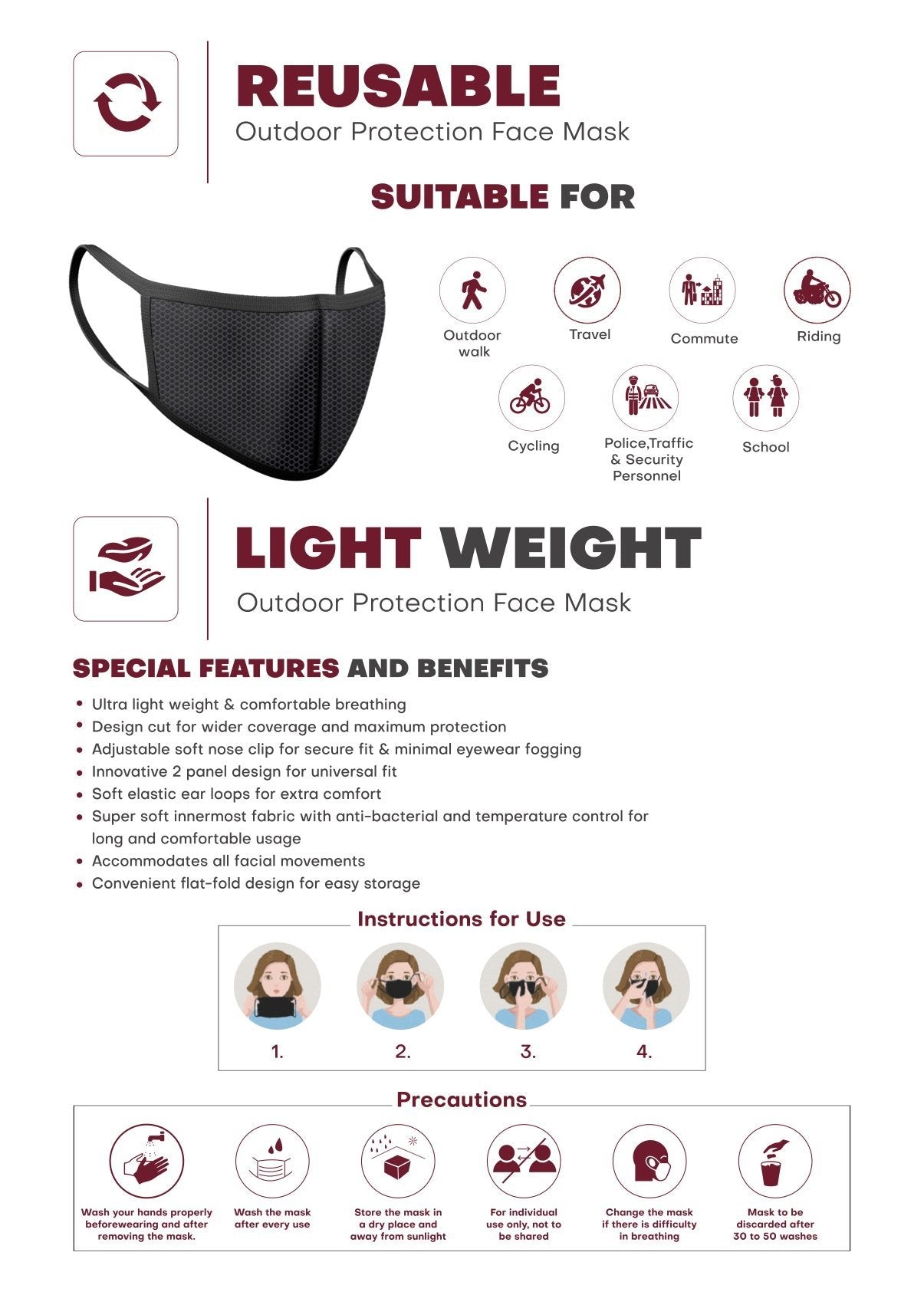N95 Protection Mask (Pack of 3)