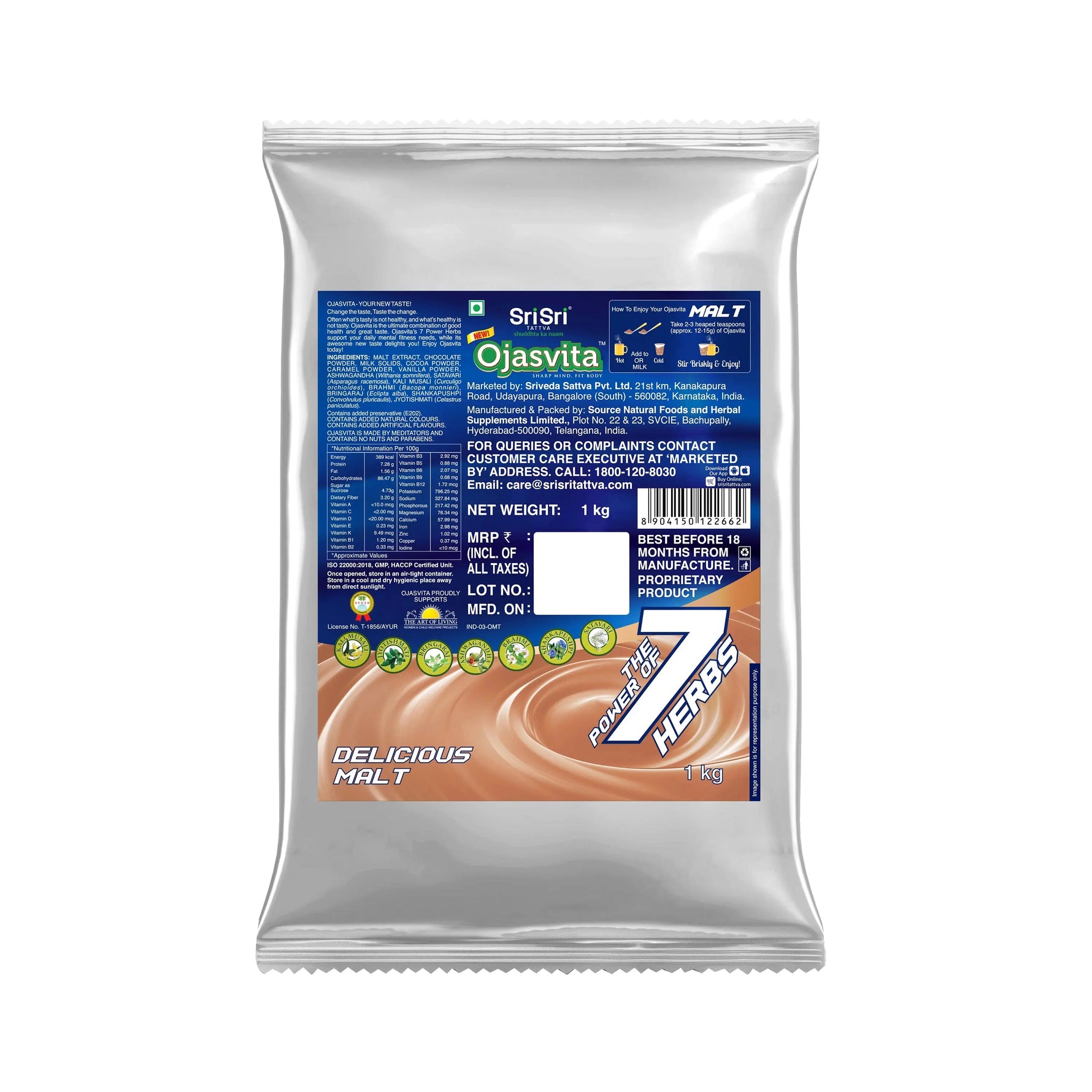 Malt Ojasvita - Sharp Mind & Fit Body, 1 kg (Refill Pack)