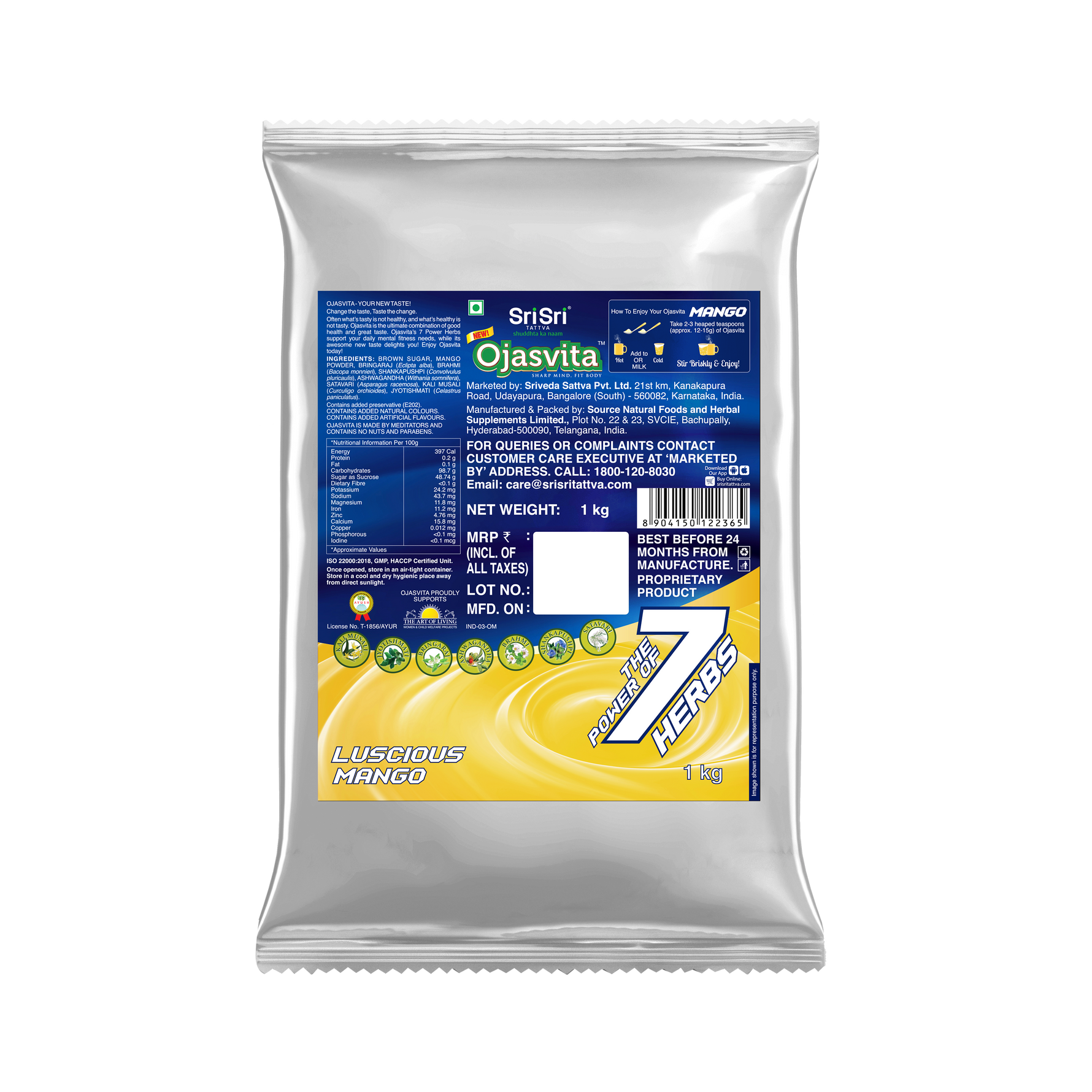 Mango Ojasvita - Sharp Mind & Fit Body , 1 kg (Refill Pack)