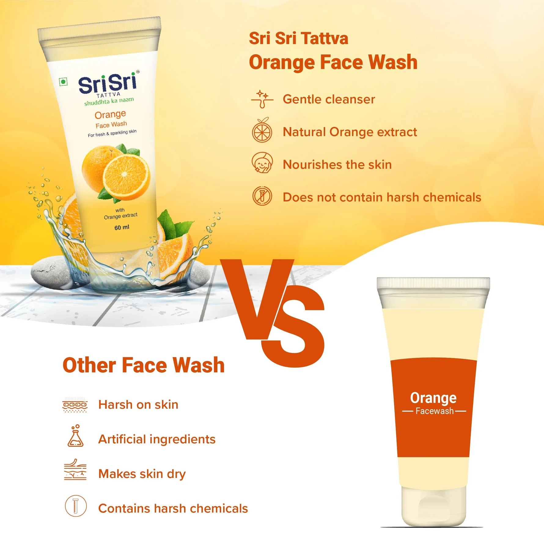Orange Face Wash - Feel of Freshness, 60 ml