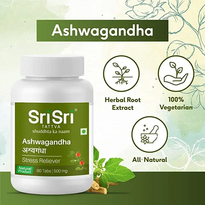 Ashwagandha - Stress Relief | Balances Nervous System | Promotes Quality Sleep | Restores Energy & Strength | 60 Tabs, 500 mg