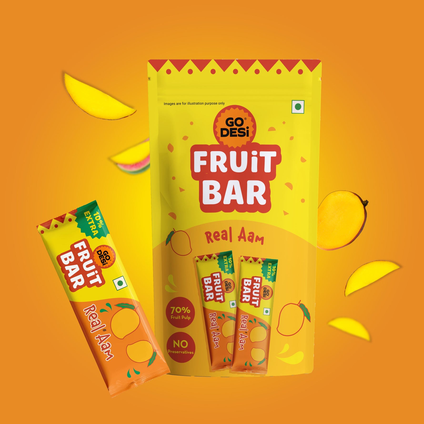 Real Aam Fruit Bar | 70% Fruit Pulp | Pack of 10